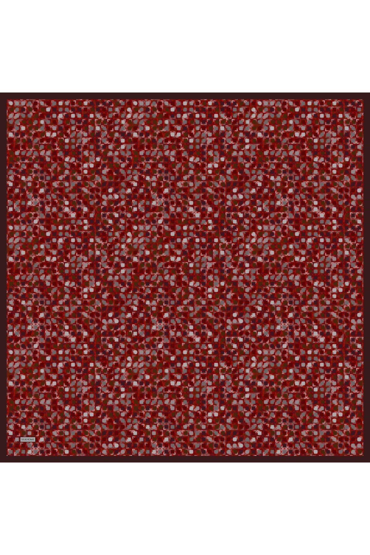 Soft Eşarp Retro Mozaik Kırmızı 90x90