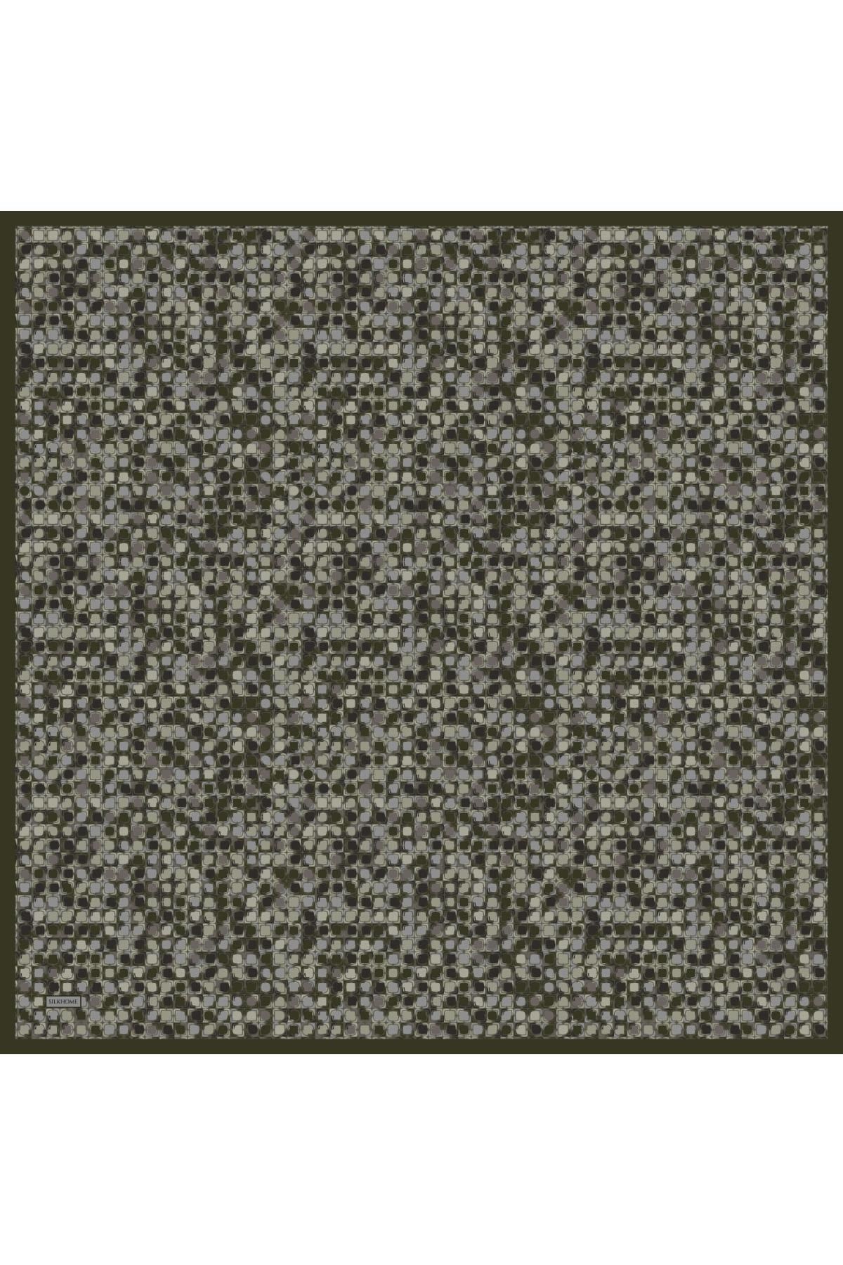 Soft Eşarp Retro Mozaik Koyu Yeşil 90x90
