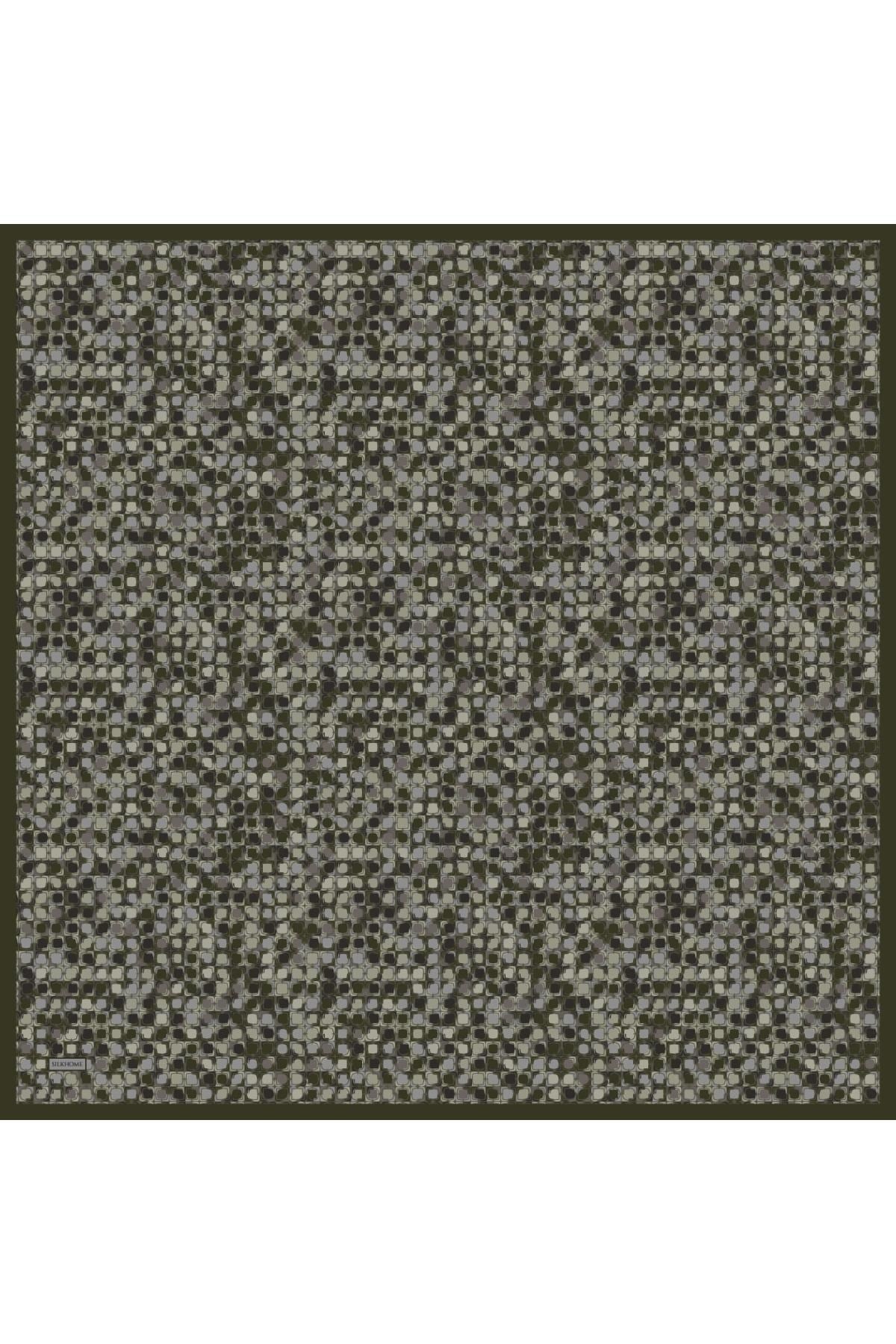 Soft Eşarp Retro Mozaik Koyu Yeşil 90x90