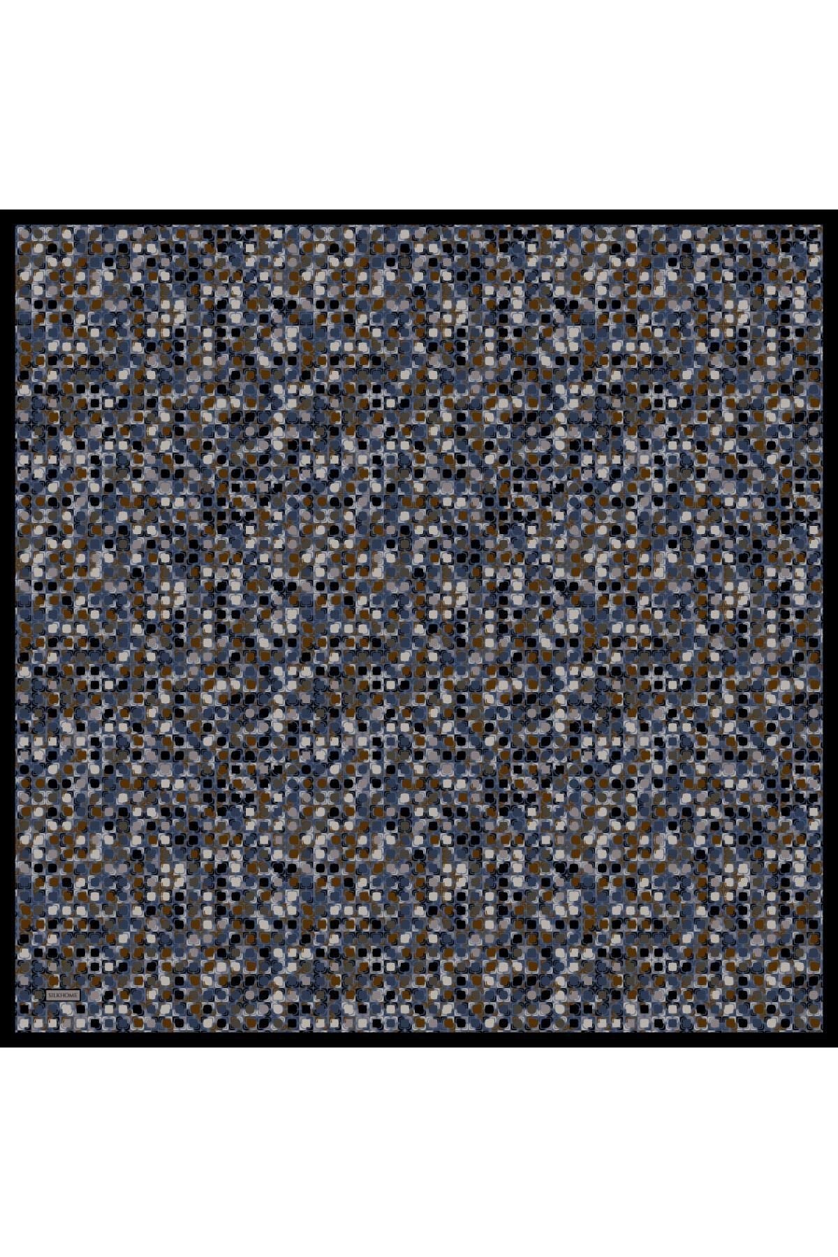 Soft Eşarp Retro Mozaik Mavi 90x90