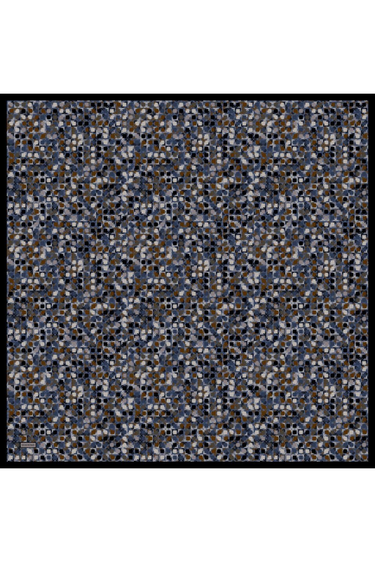 Soft Eşarp Retro Mozaik Mavi 90x90