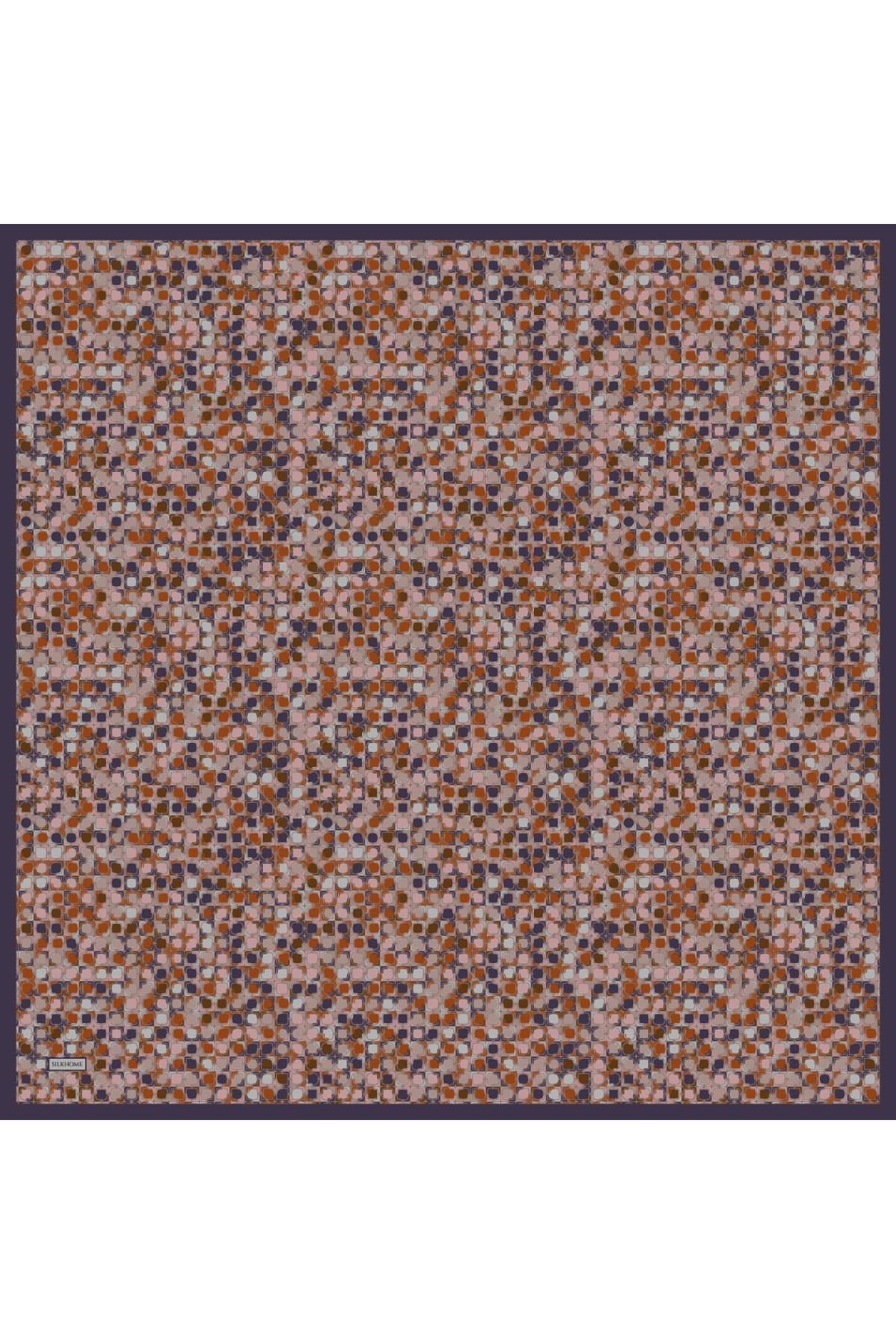 Soft Eşarp Retro Mozaik Turuncu 90x90