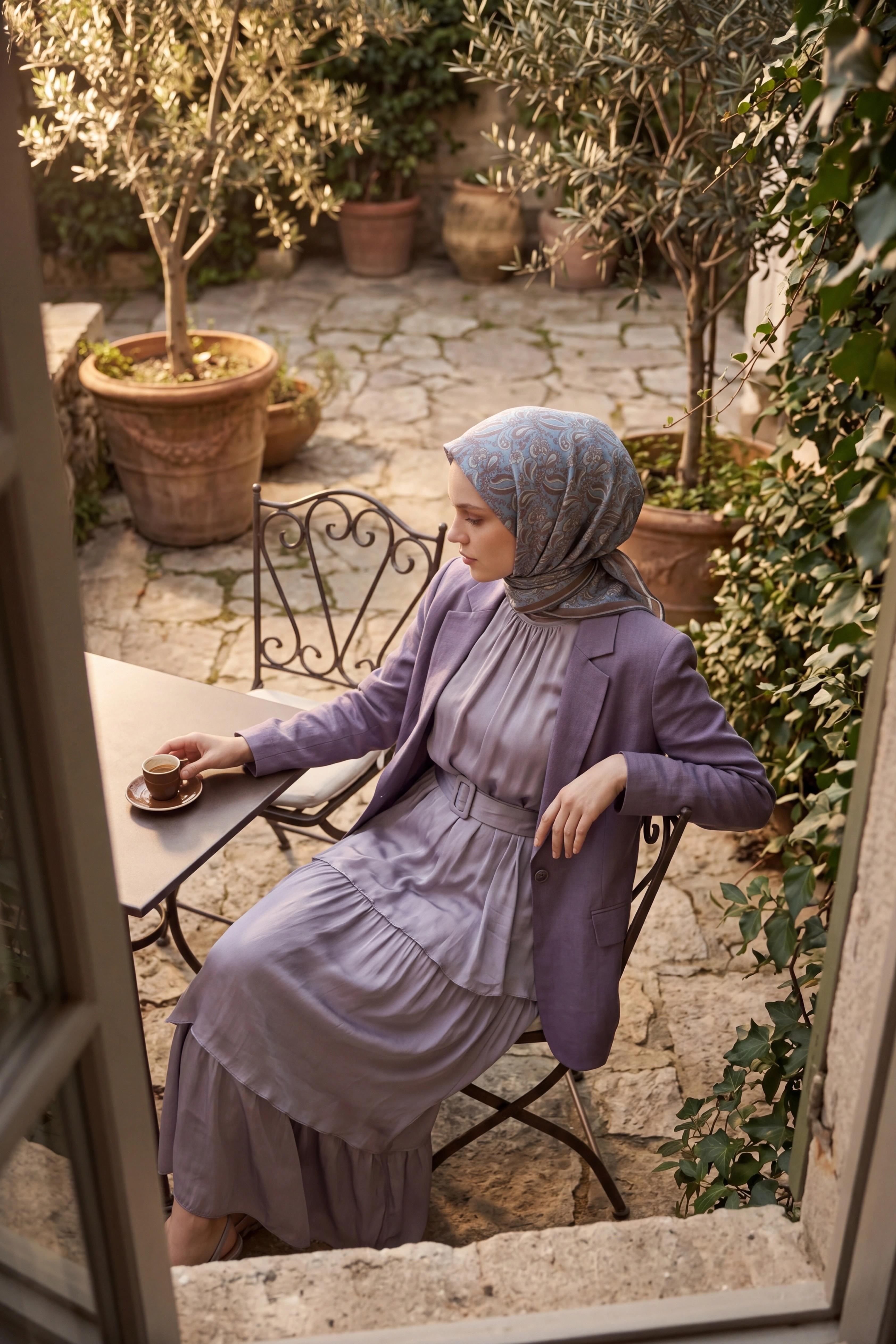 Soft Eşarp Şal Motif Gök Mavi 90x90
