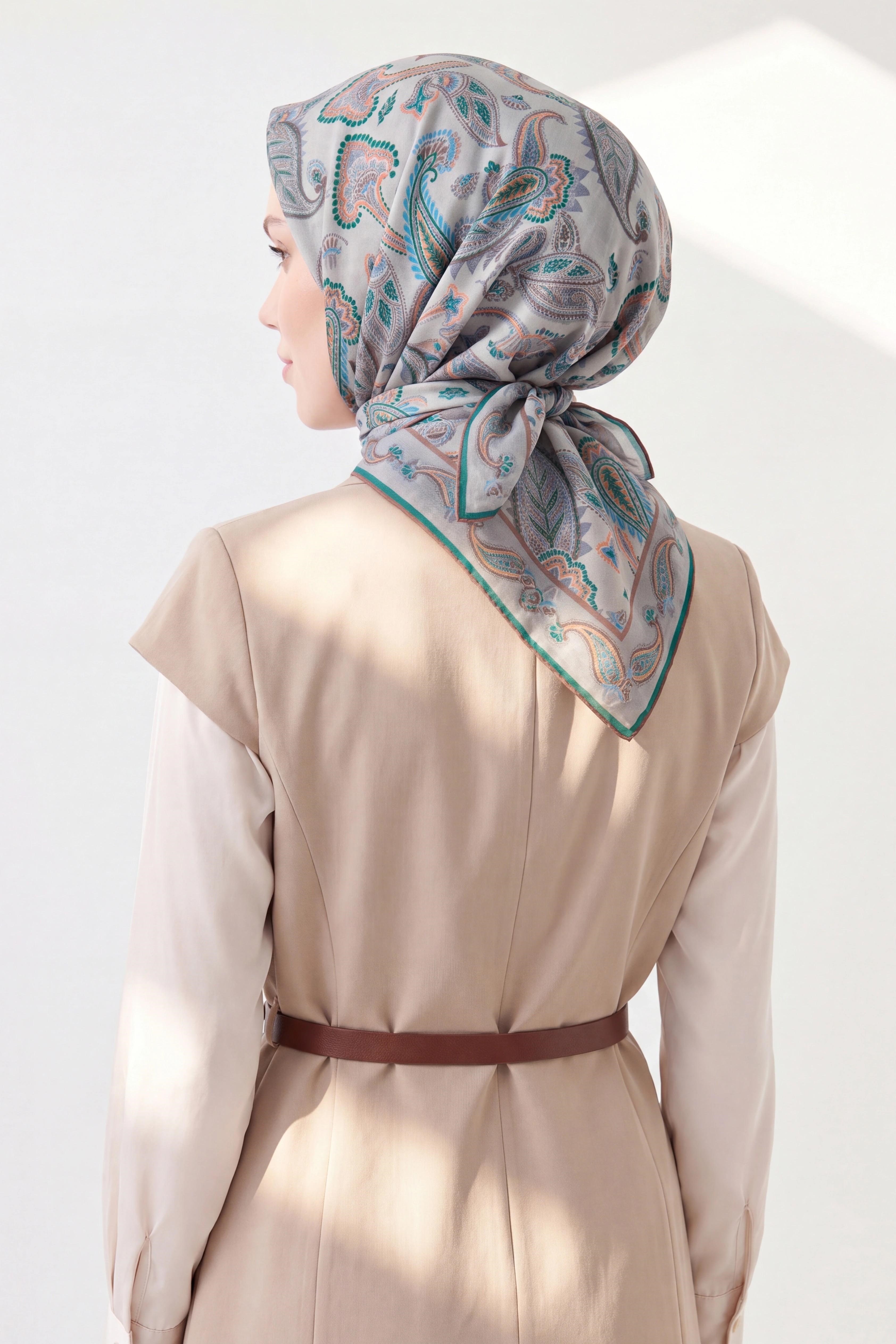 Soft Eşarp Şal Motif Gümüş