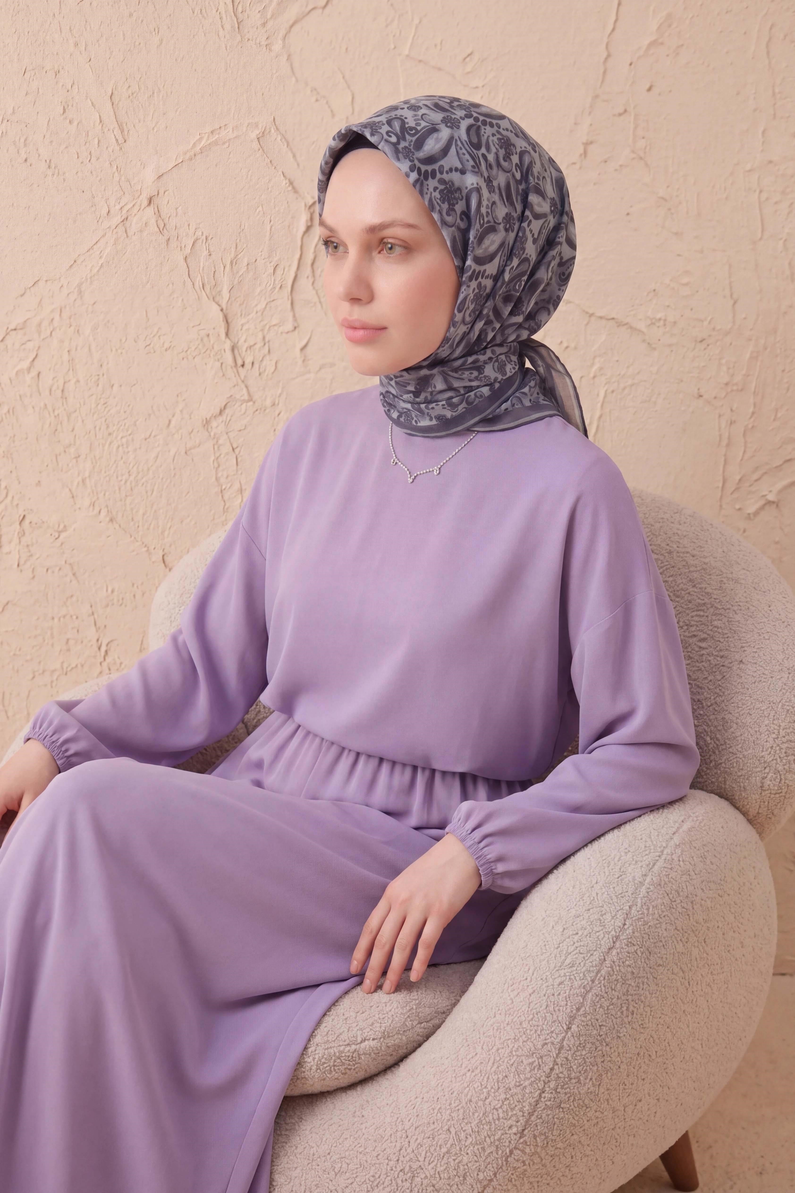 Soft Eşarp Şal Motif Gümüş 90x90