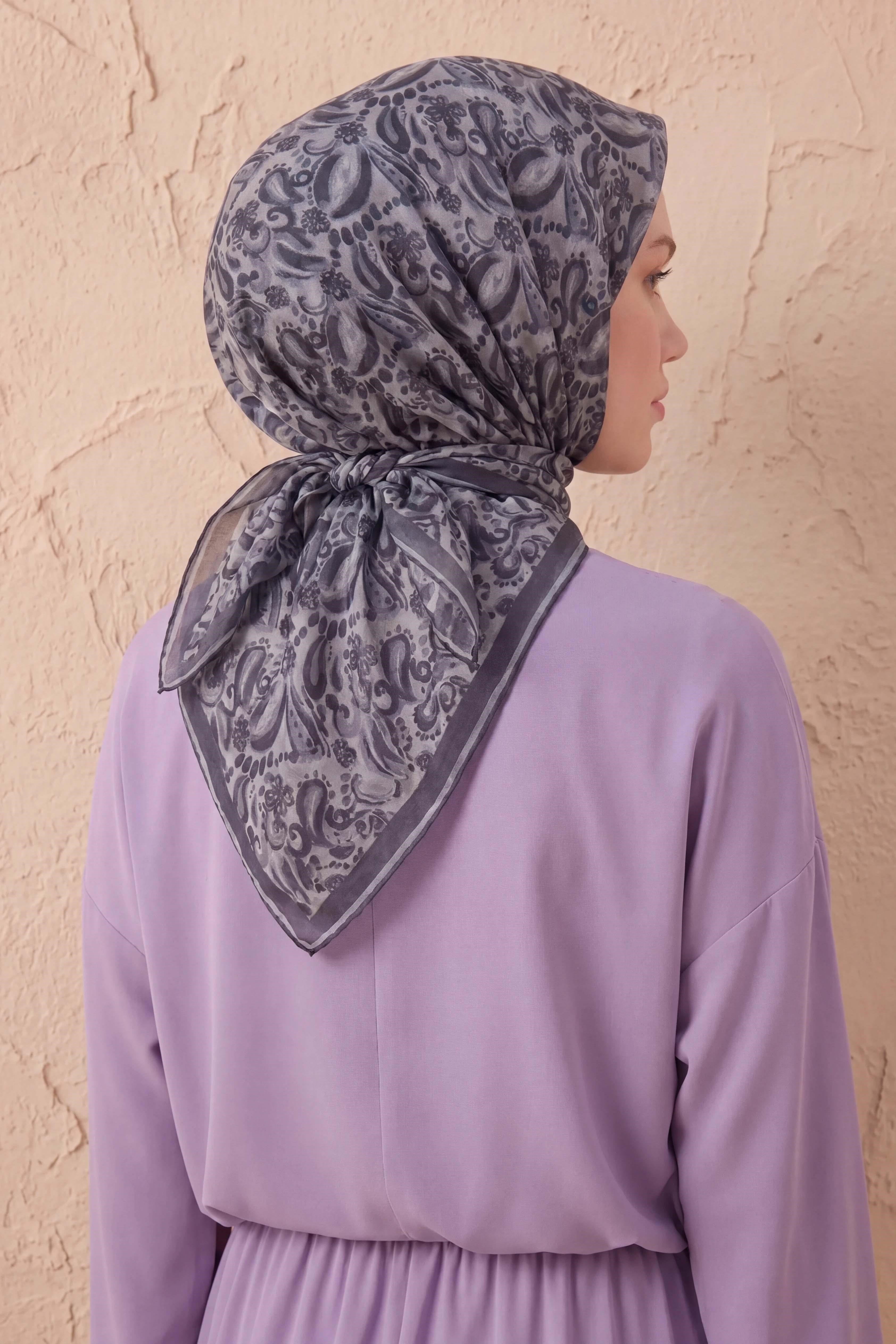Soft Eşarp Şal Motif Gümüş 90x90
