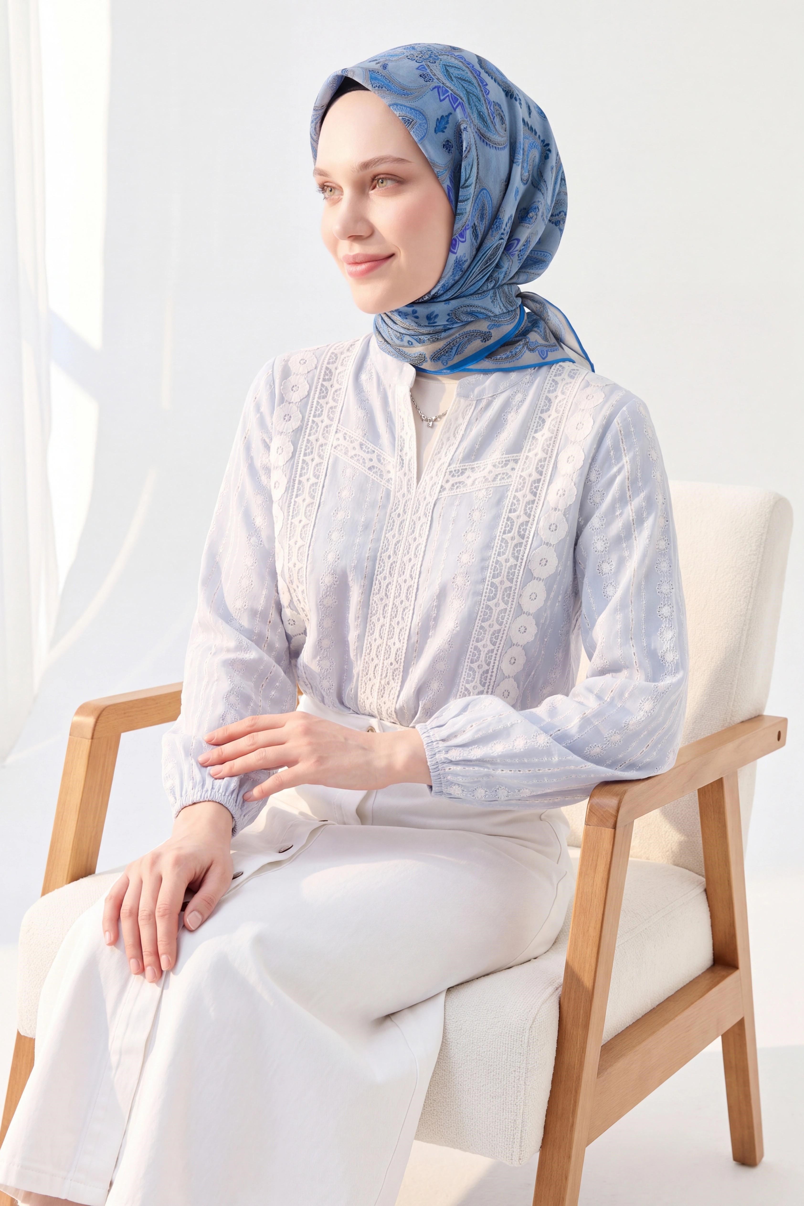 Soft Eşarp Şal Motif İndigo