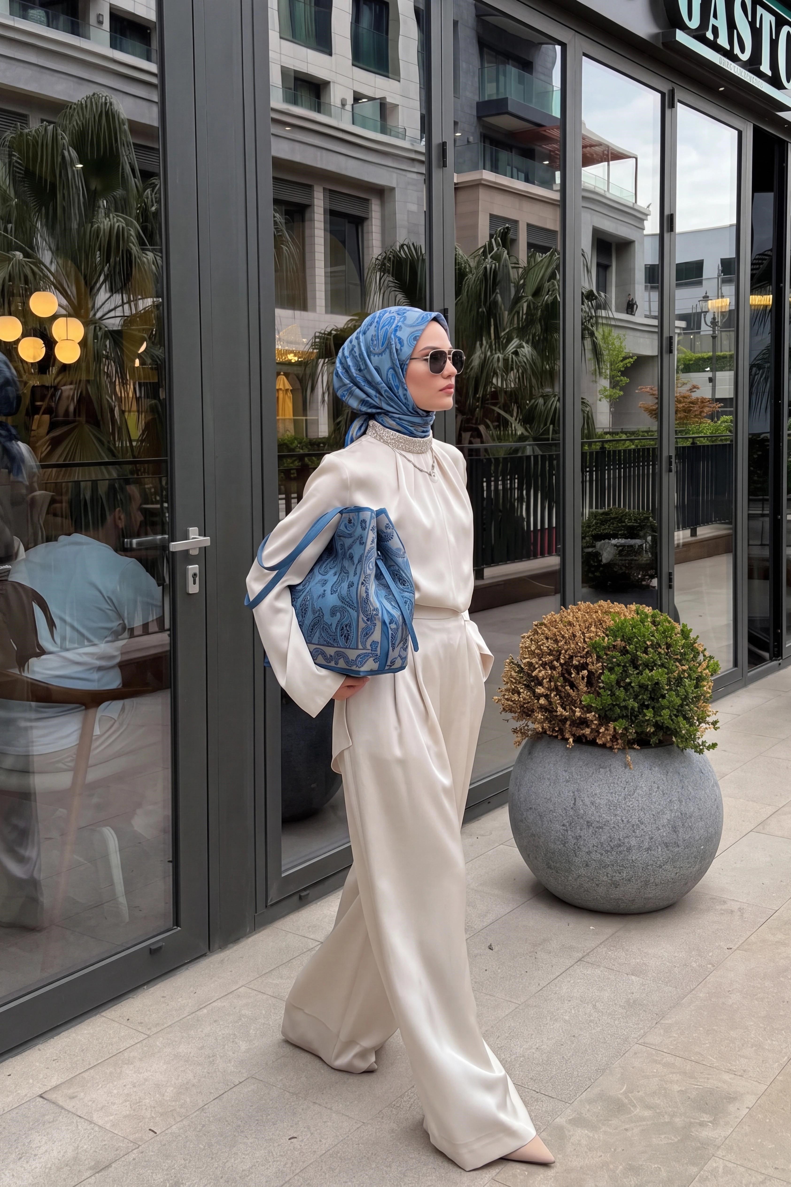 Soft Eşarp Şal Motif İndigo