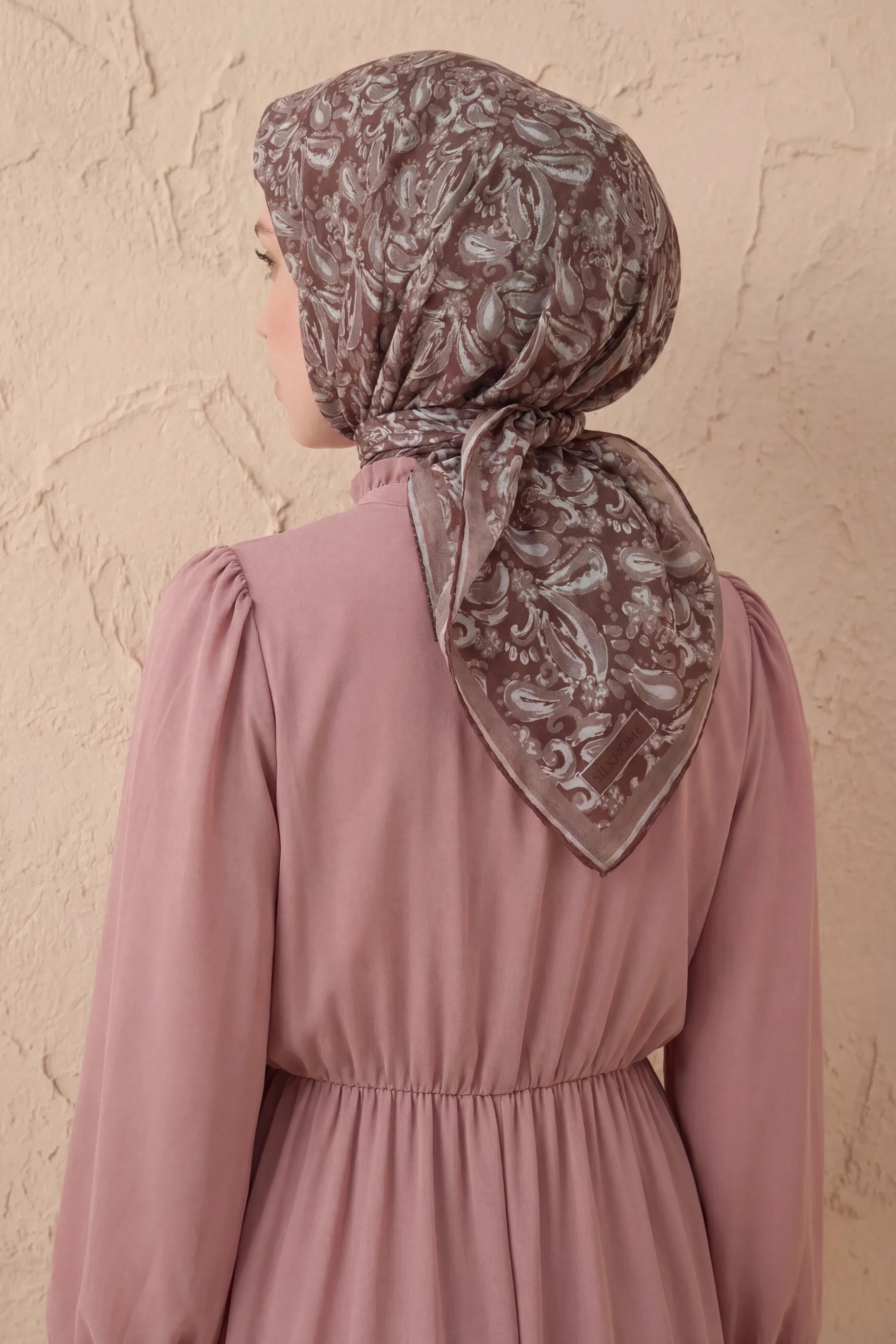 Soft Eşarp Şal Motif Kahverengi 90x90
