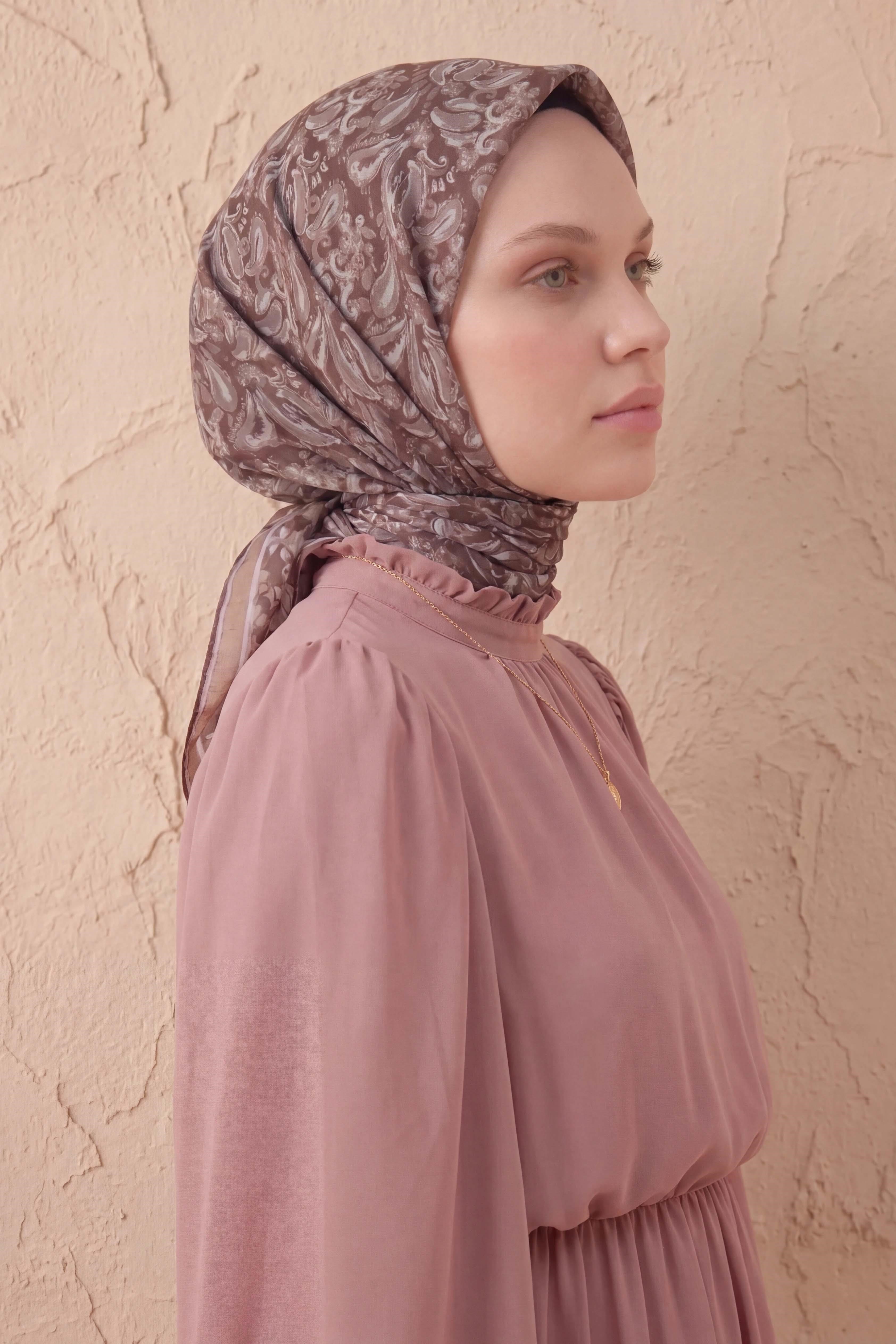 Soft Eşarp Şal Motif Kahverengi 90x90