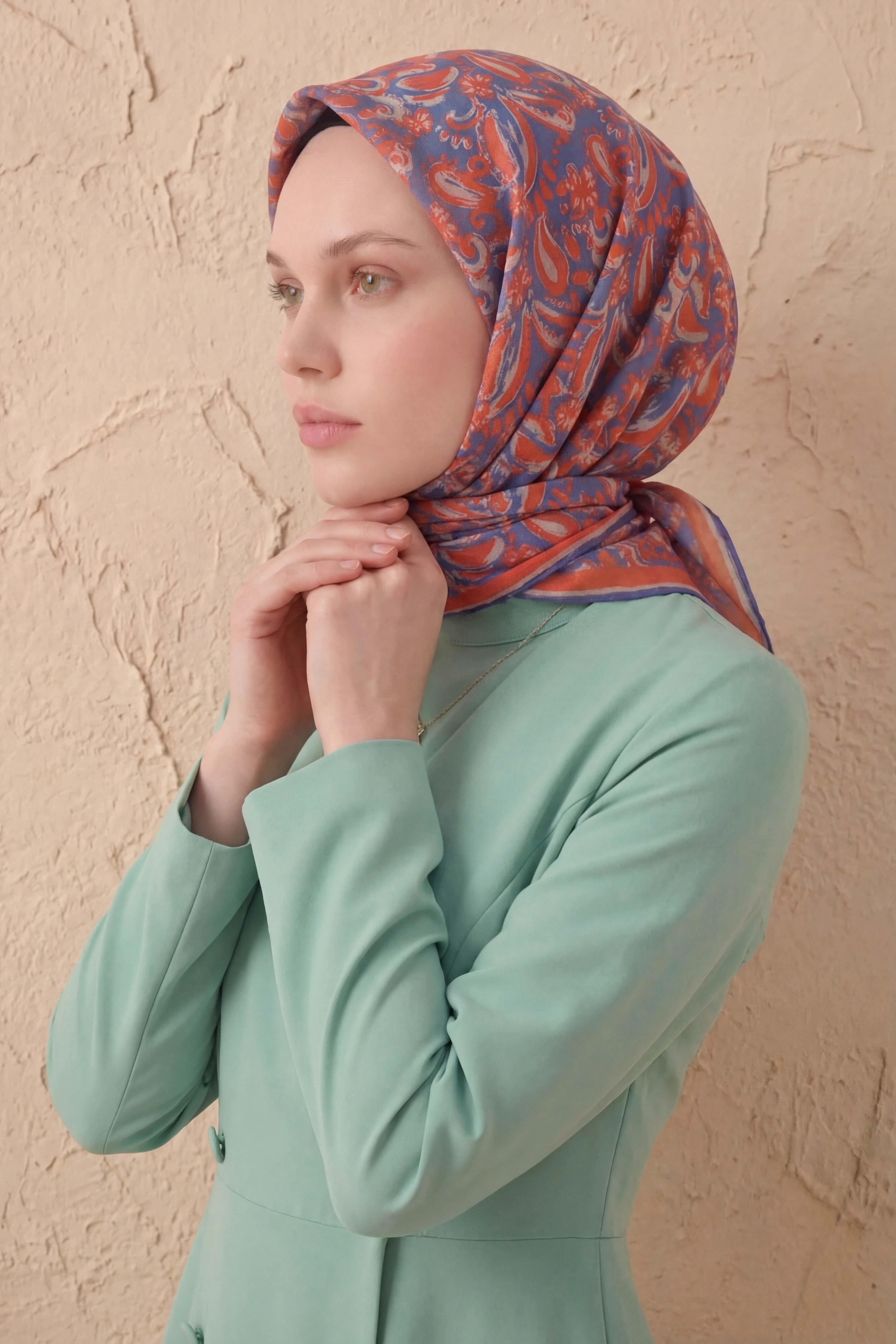 Soft Eşarp Şal Motif Koyu Mavi 90x90
