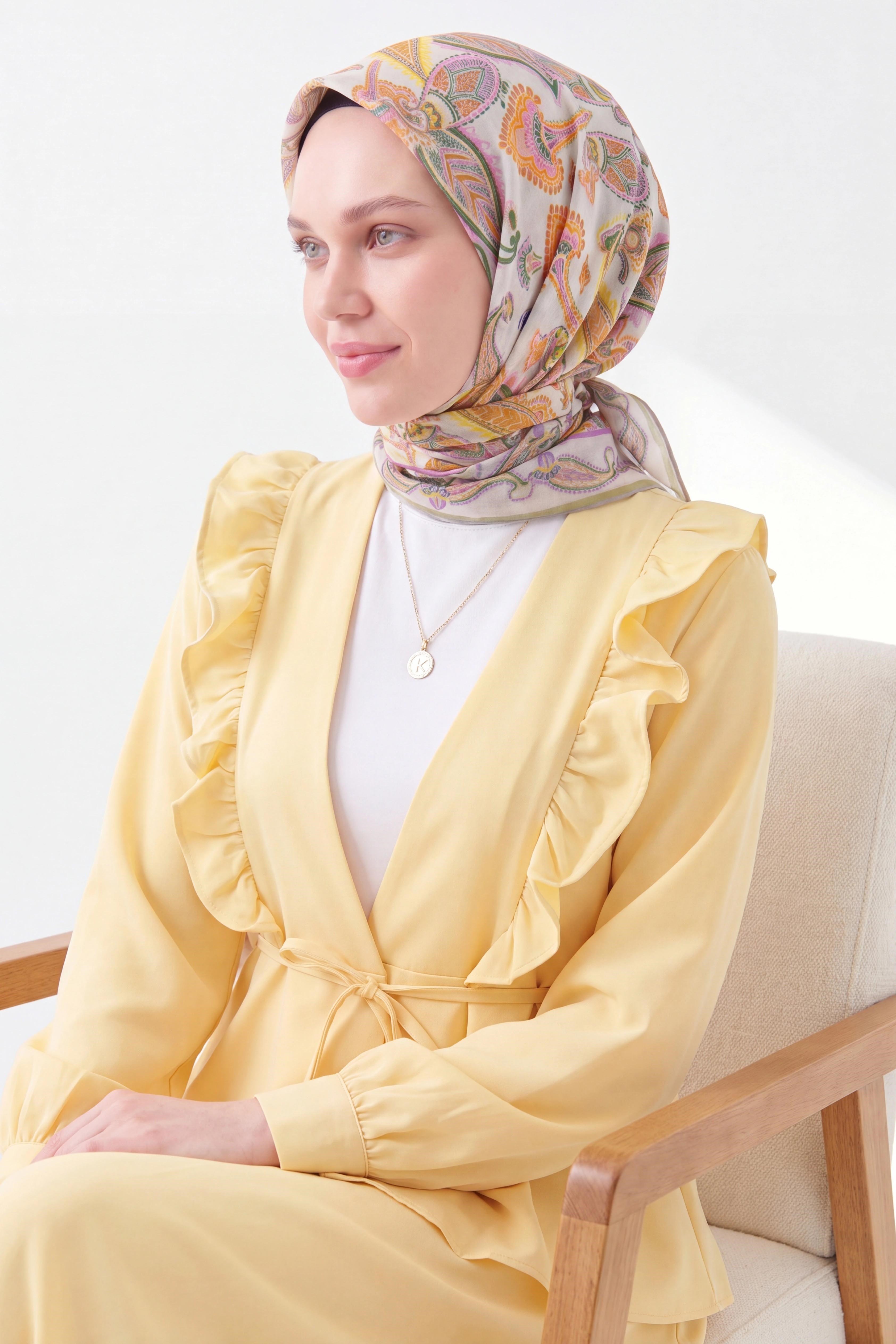 Soft Eşarp Şal Motif Krem