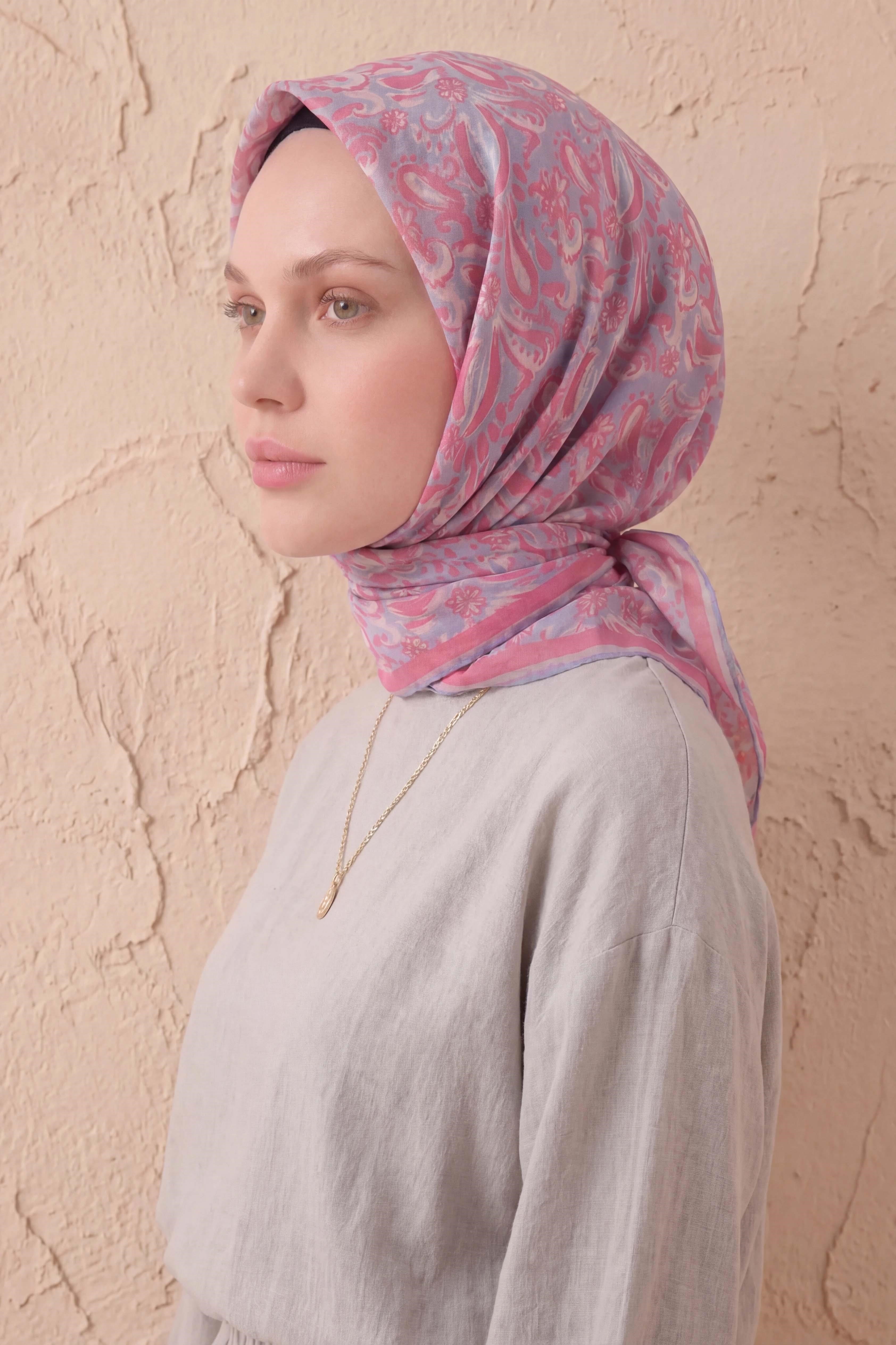 Soft Eşarp Şal Motif Lila 90x90