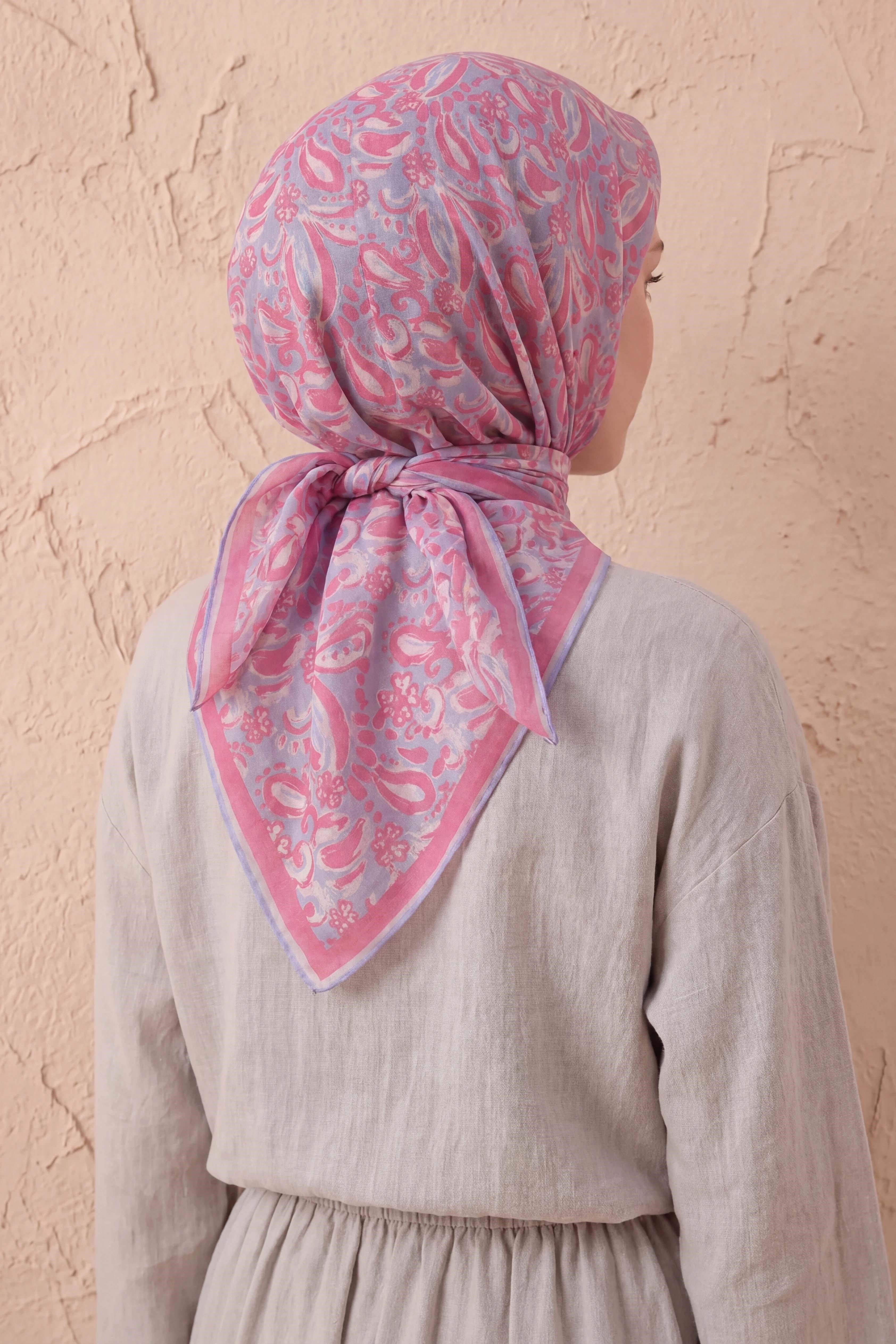 Soft Eşarp Şal Motif Lila 90x90
