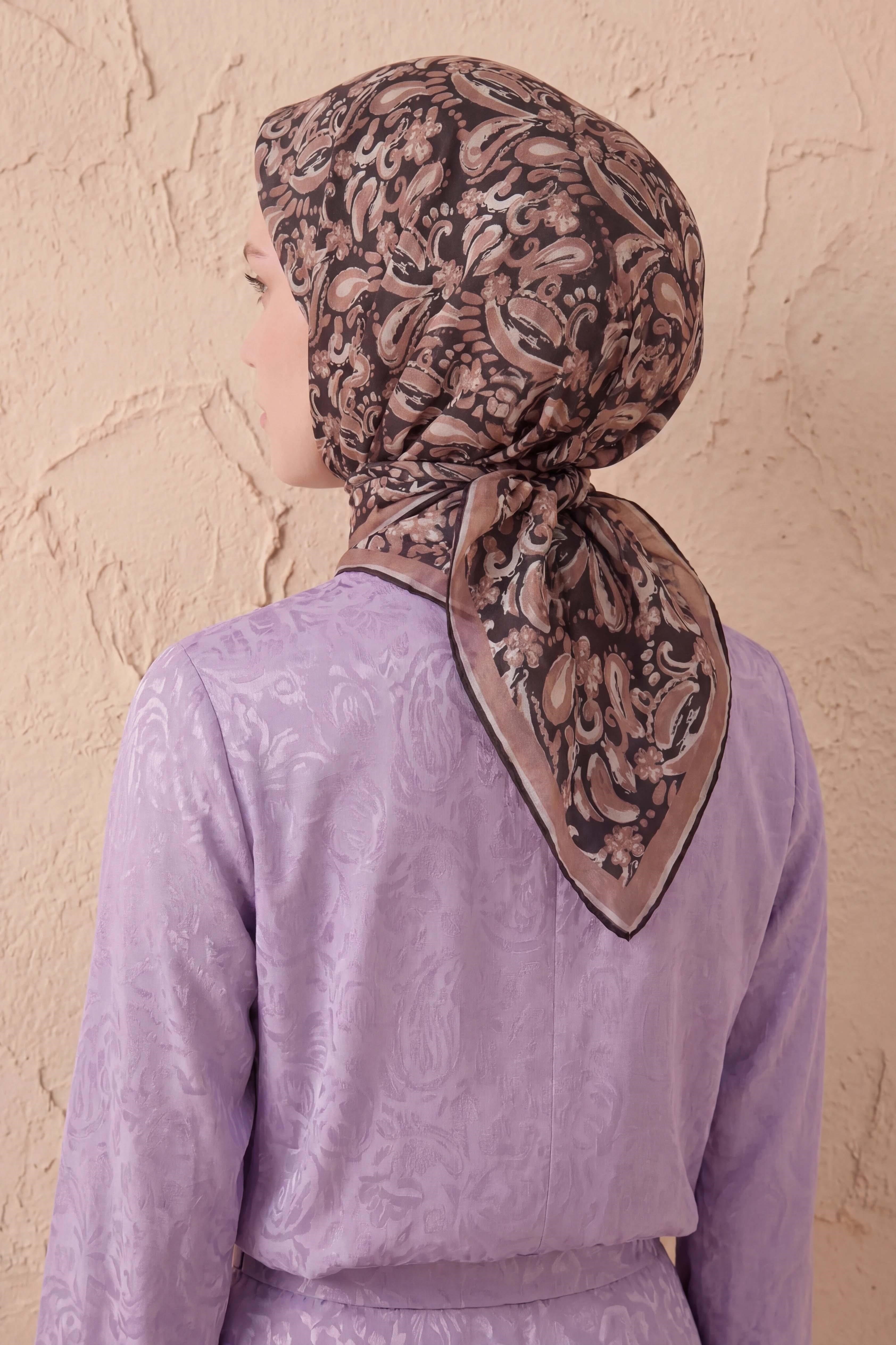 Soft Eşarp Şal Motif Mocha Mousse 90x90
