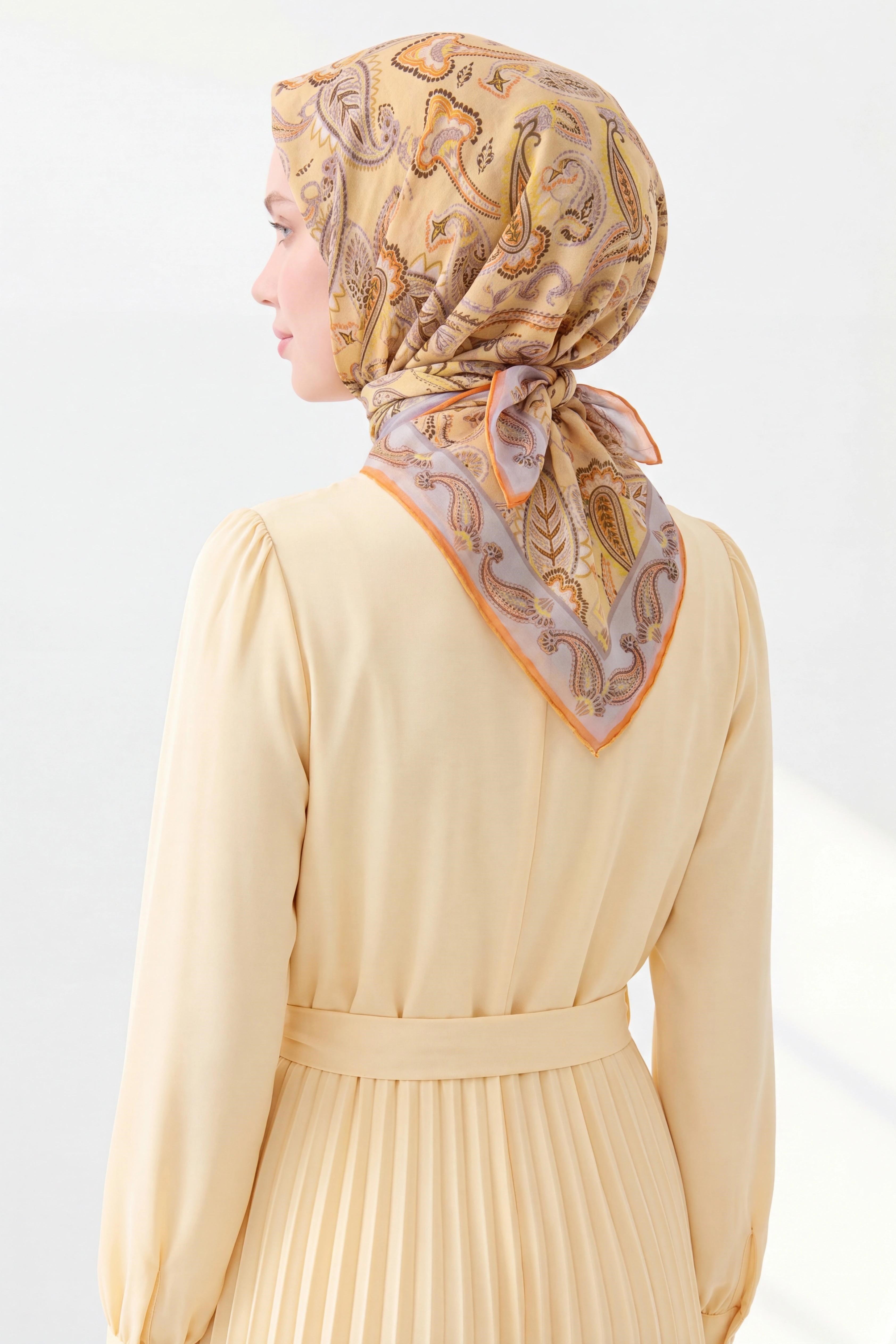 Soft Eşarp Şal Motif Pastel Sarı