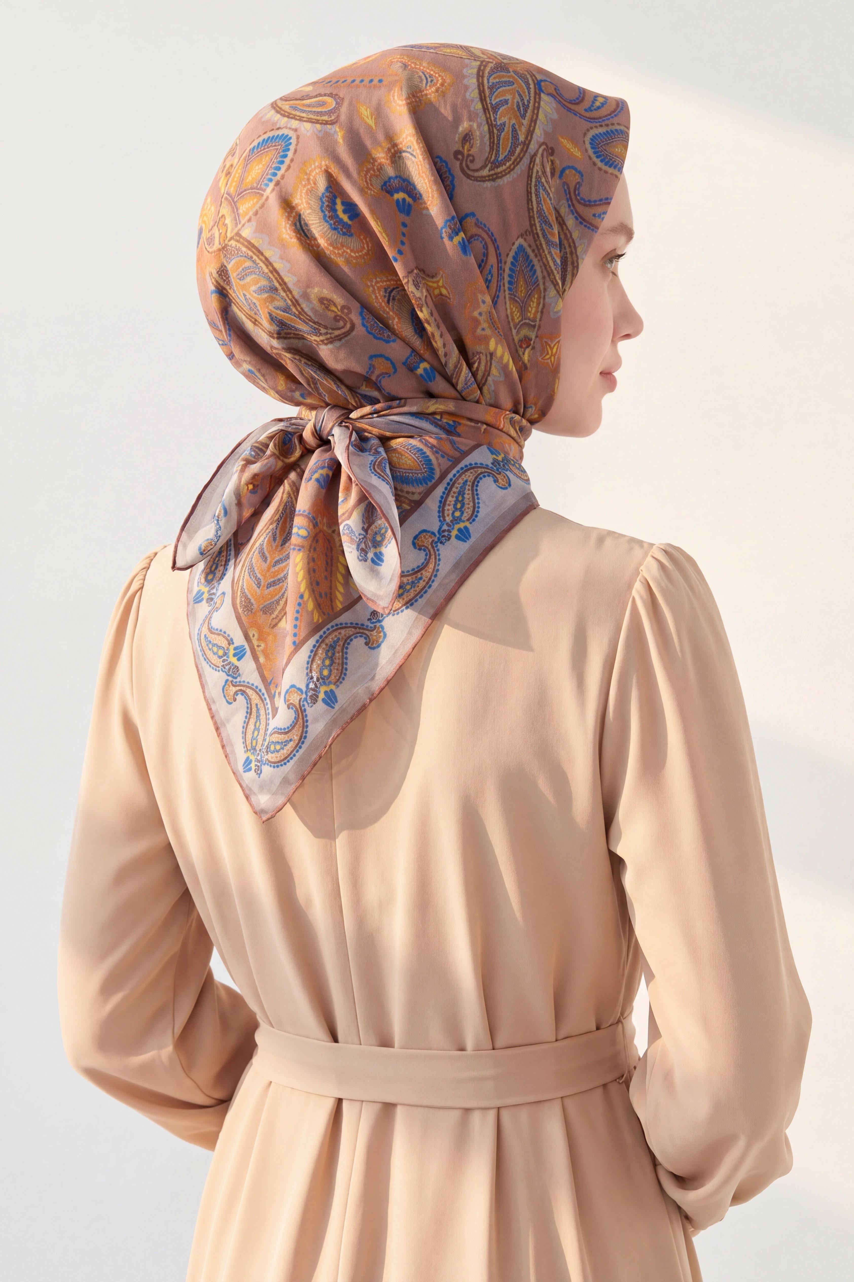 Soft Eşarp Şal Motif Pudra Vizon