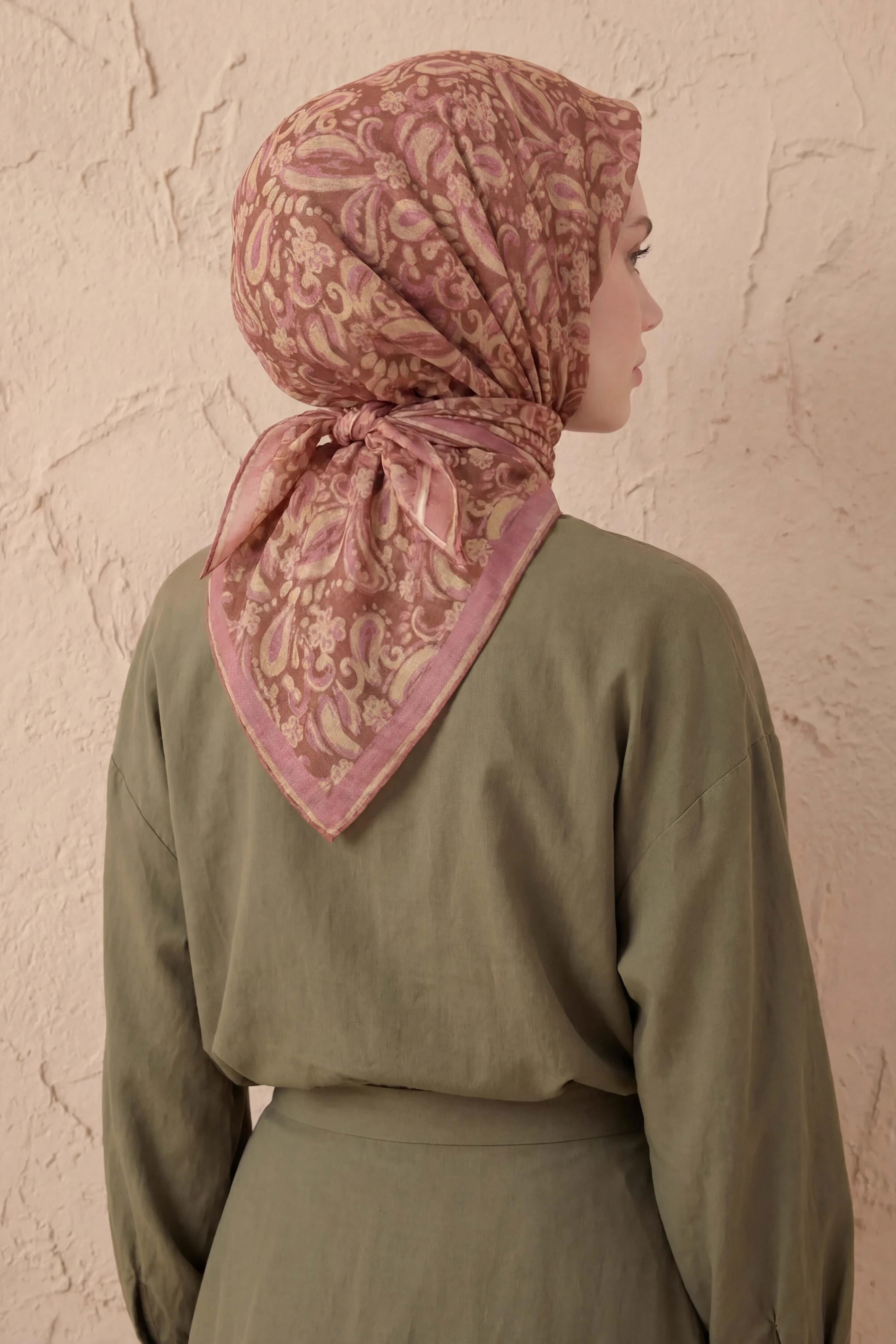 Soft Eşarp Şal Motif Soğan Kabuğu 90x90