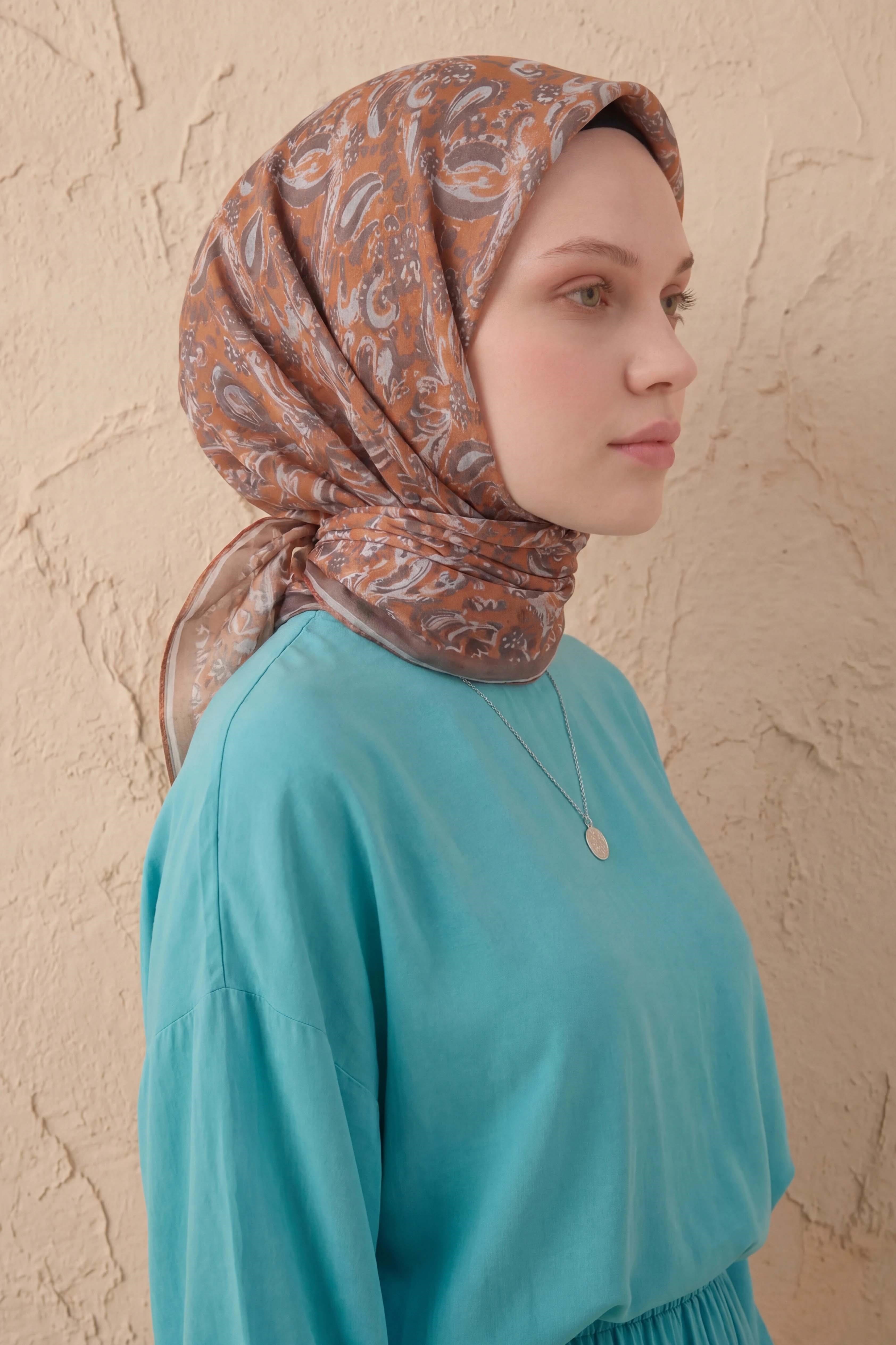 Soft Eşarp Şal Motif Taba 90x90