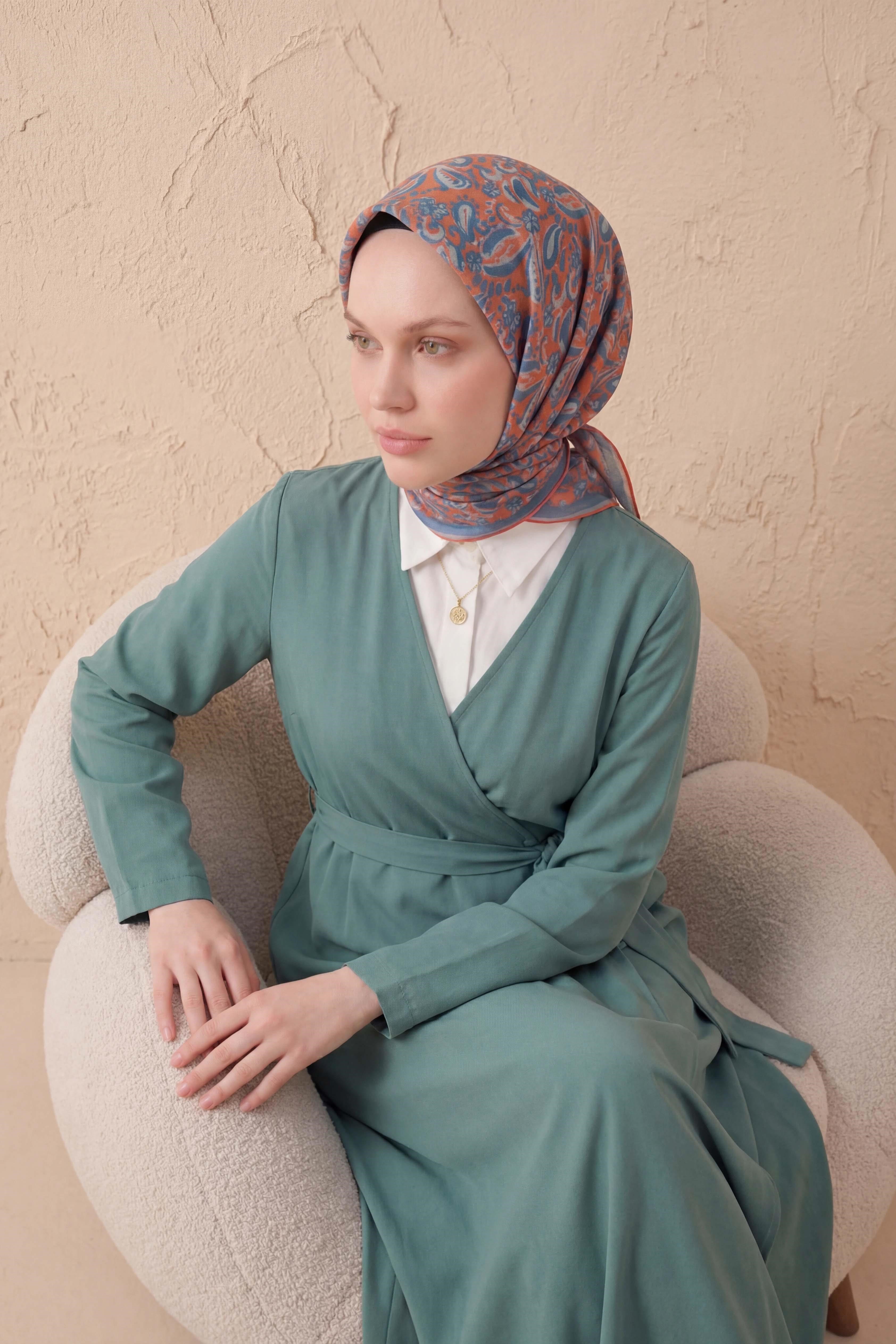 Soft Eşarp Şal Motif Turuncu 90x90