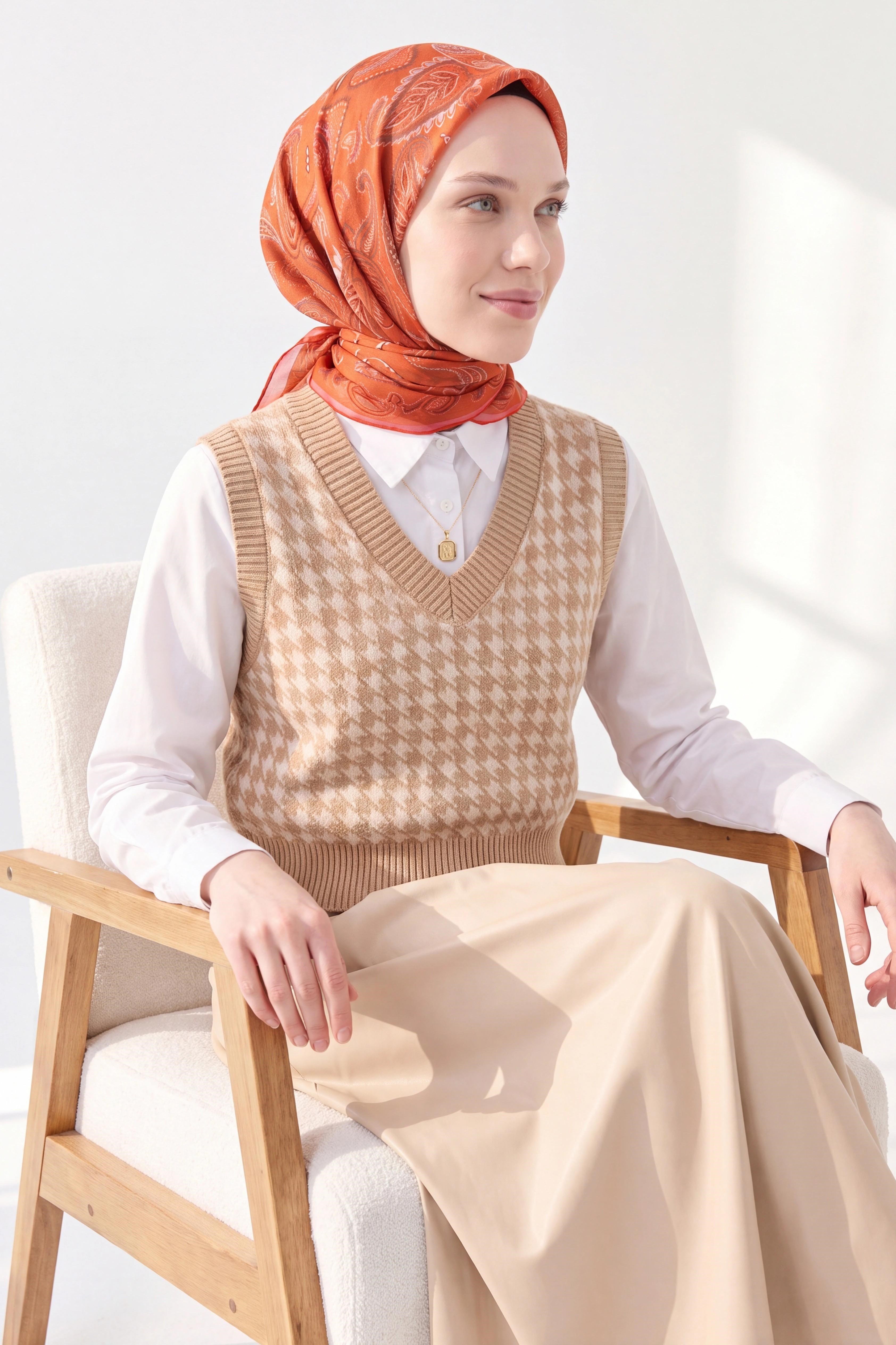 Soft Eşarp Şal Motif Turuncu