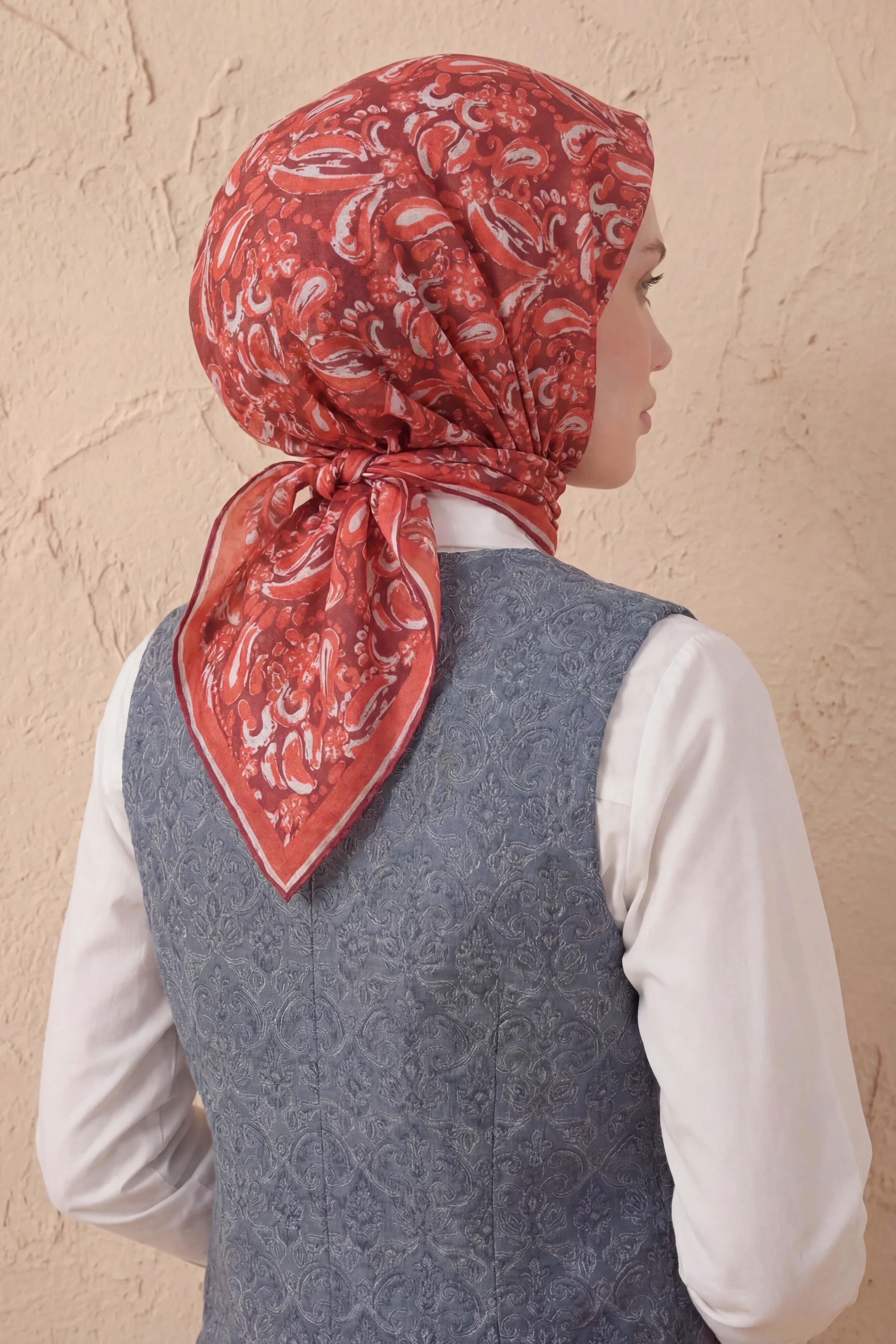 Soft Eşarp Şal Motif Vişne Çürüğü 90x90
