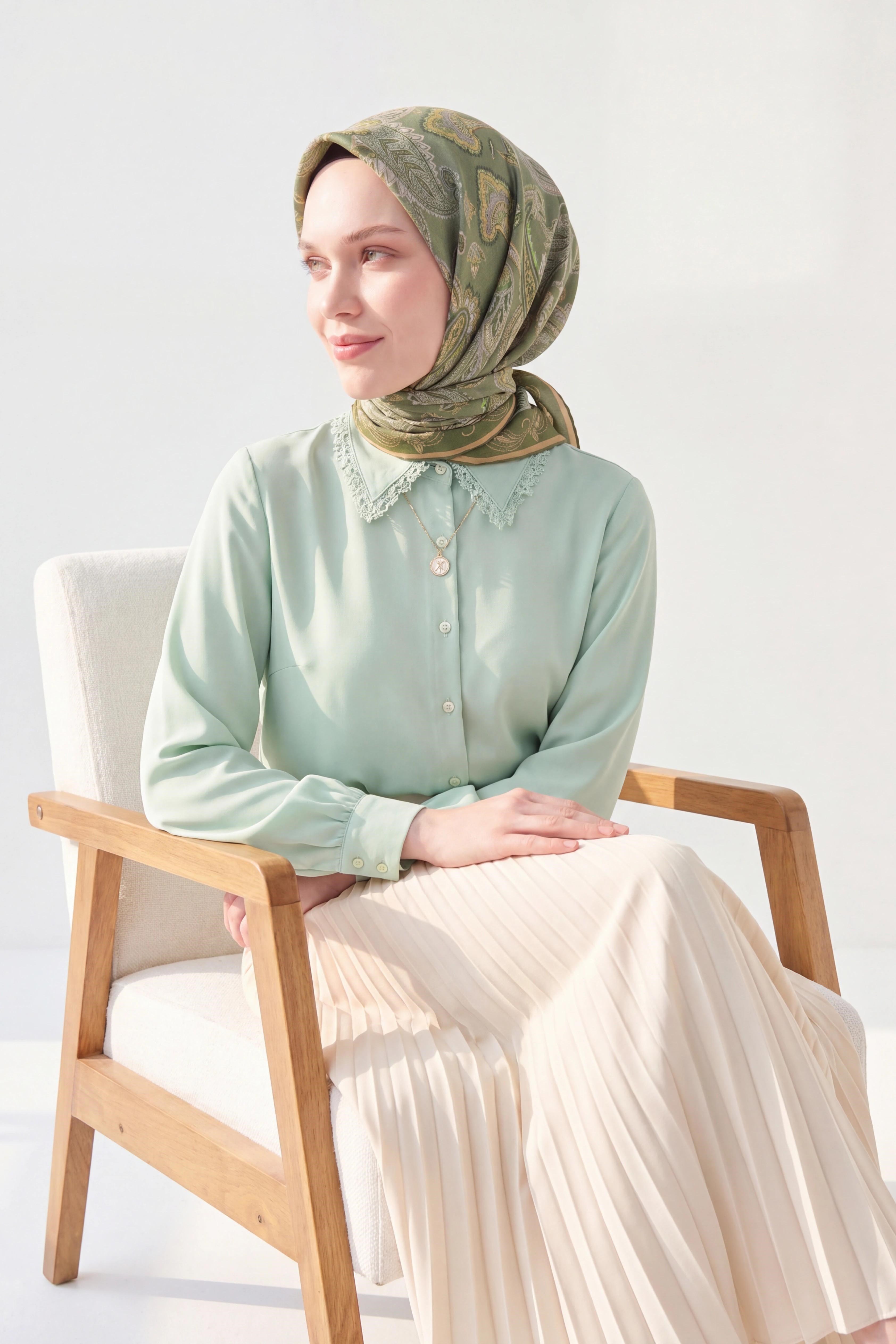 Soft Eşarp Şal Motif Yeşil