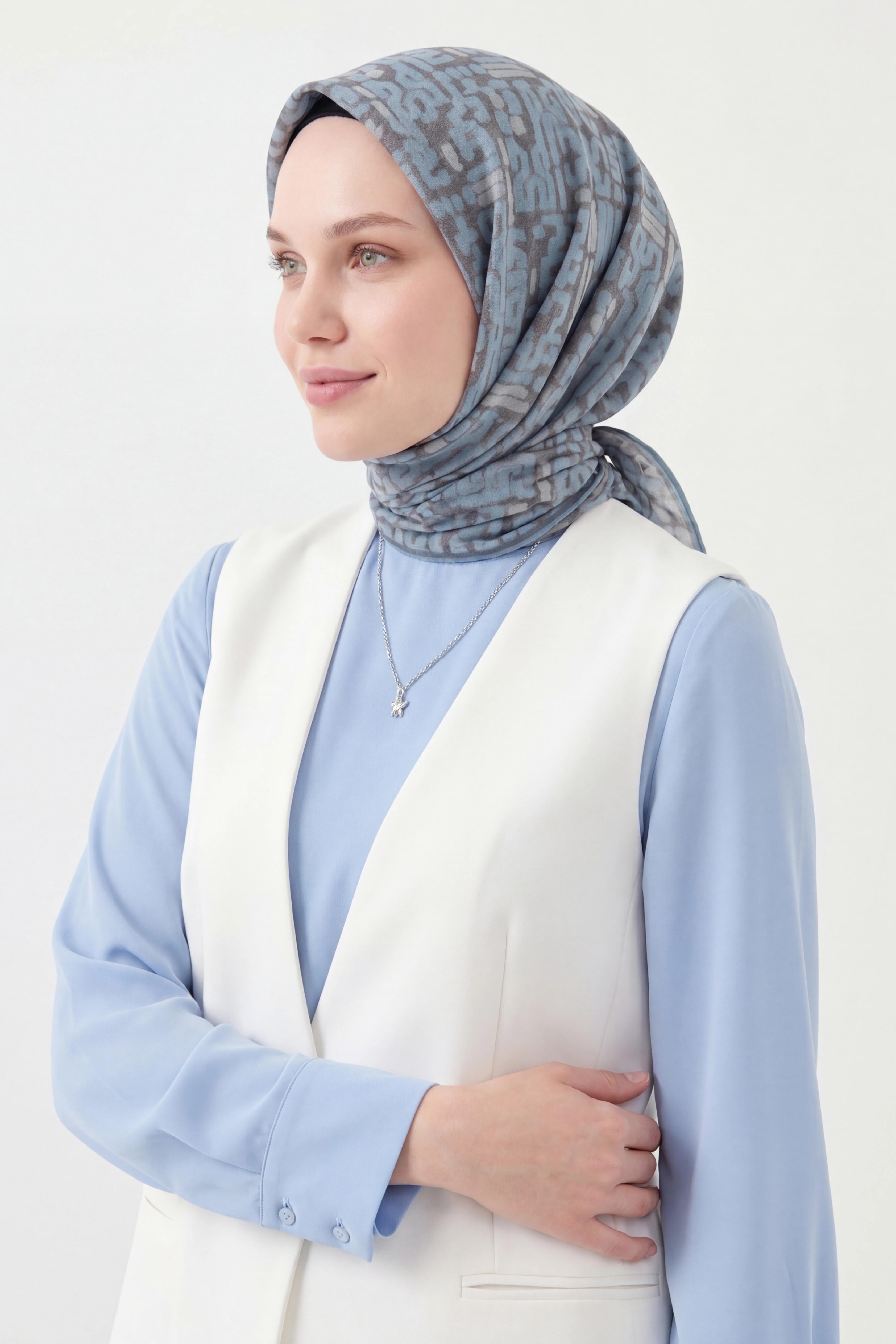 Soft Eşarp Soyut Bebe Mavi