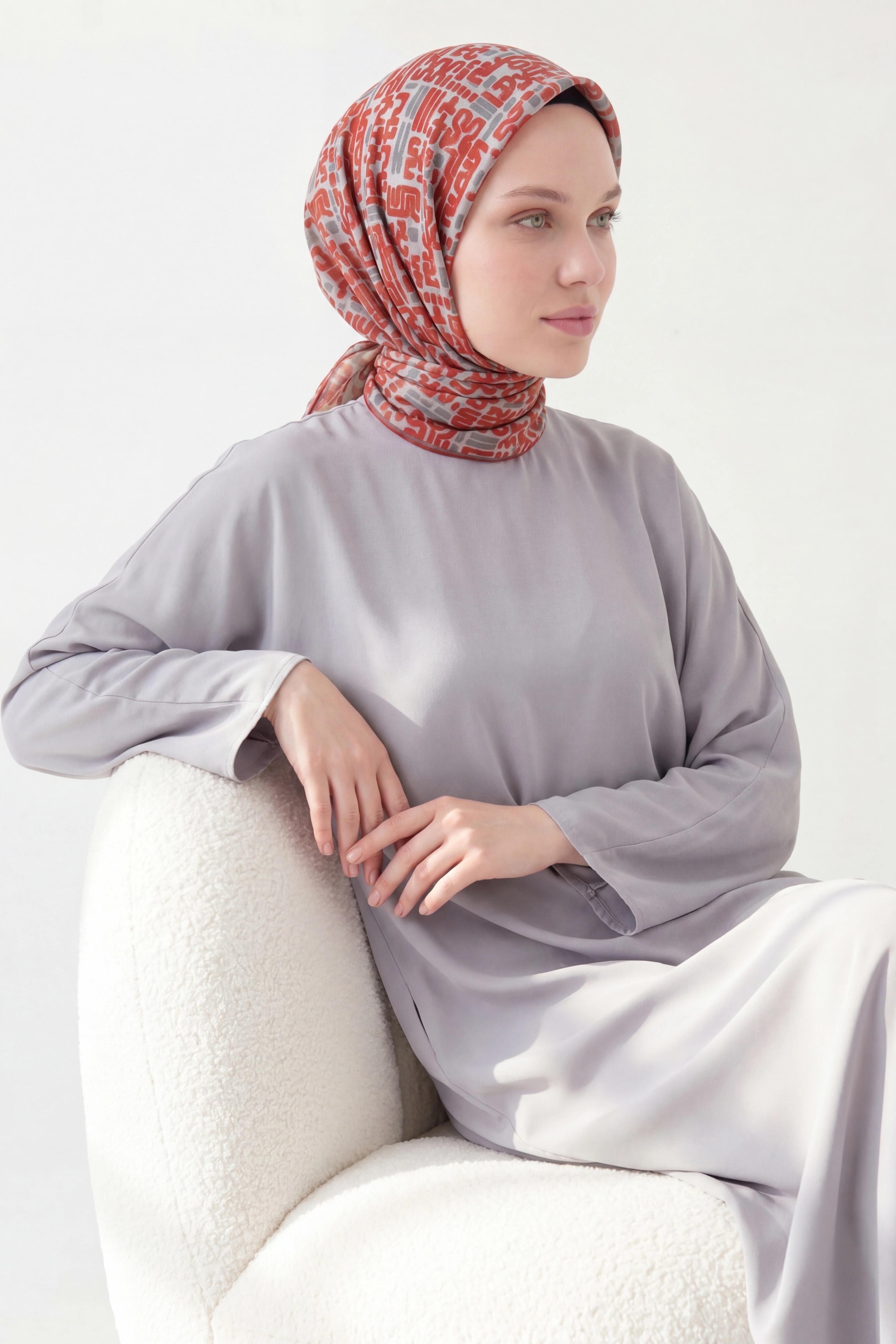 Soft Eşarp Soyut Bordo