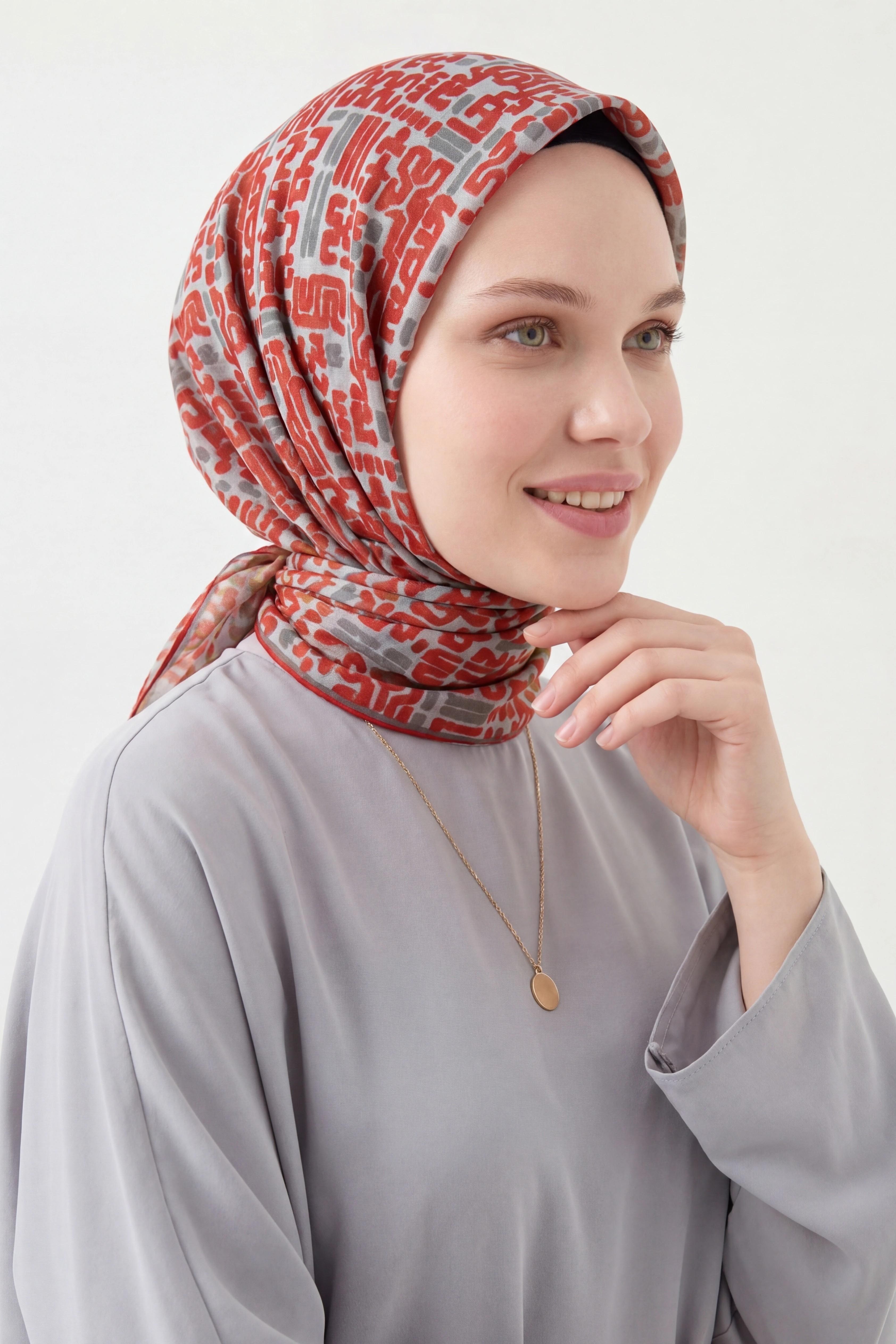 Soft Eşarp Soyut Bordo