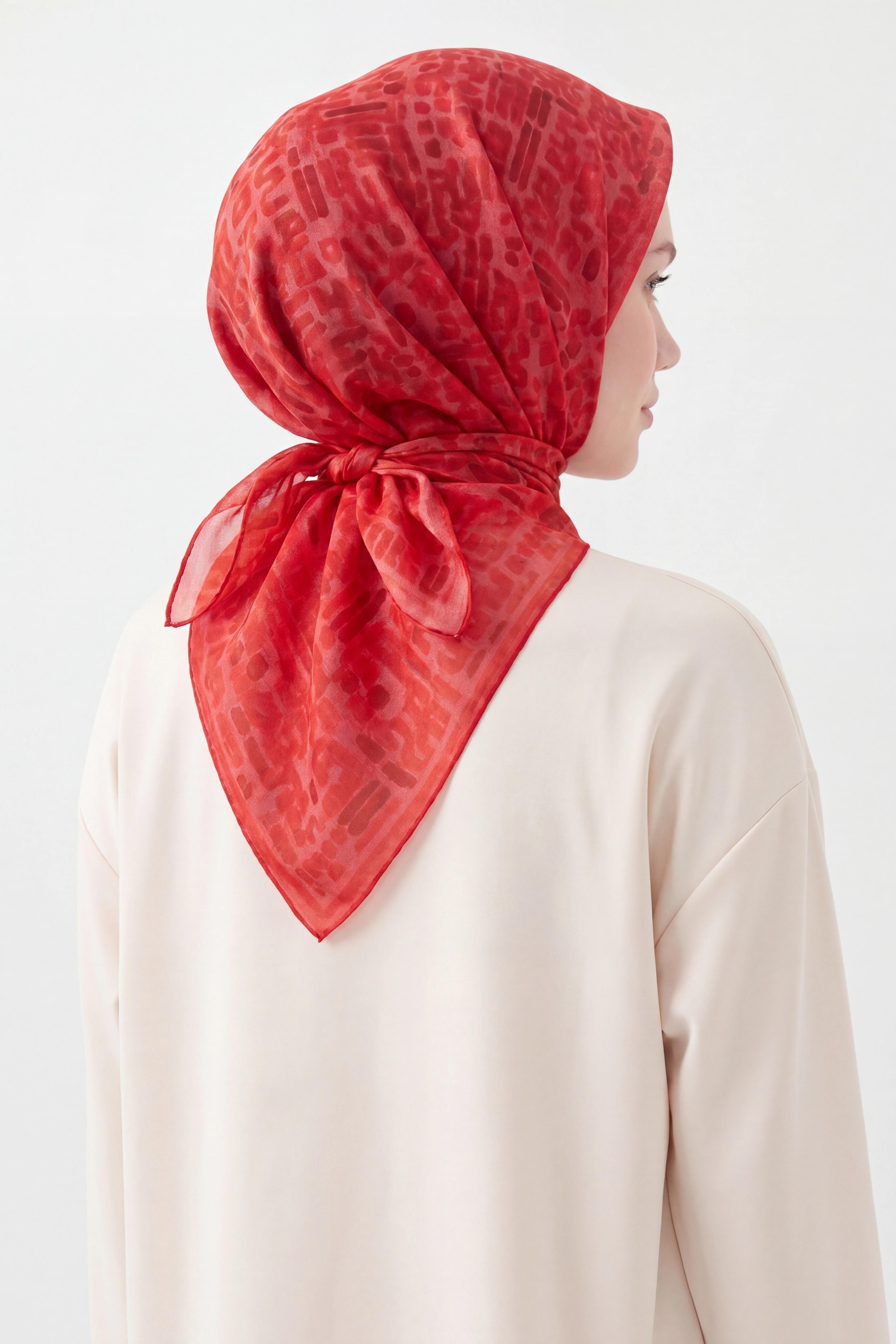 Soft Eşarp Soyut Fuşya