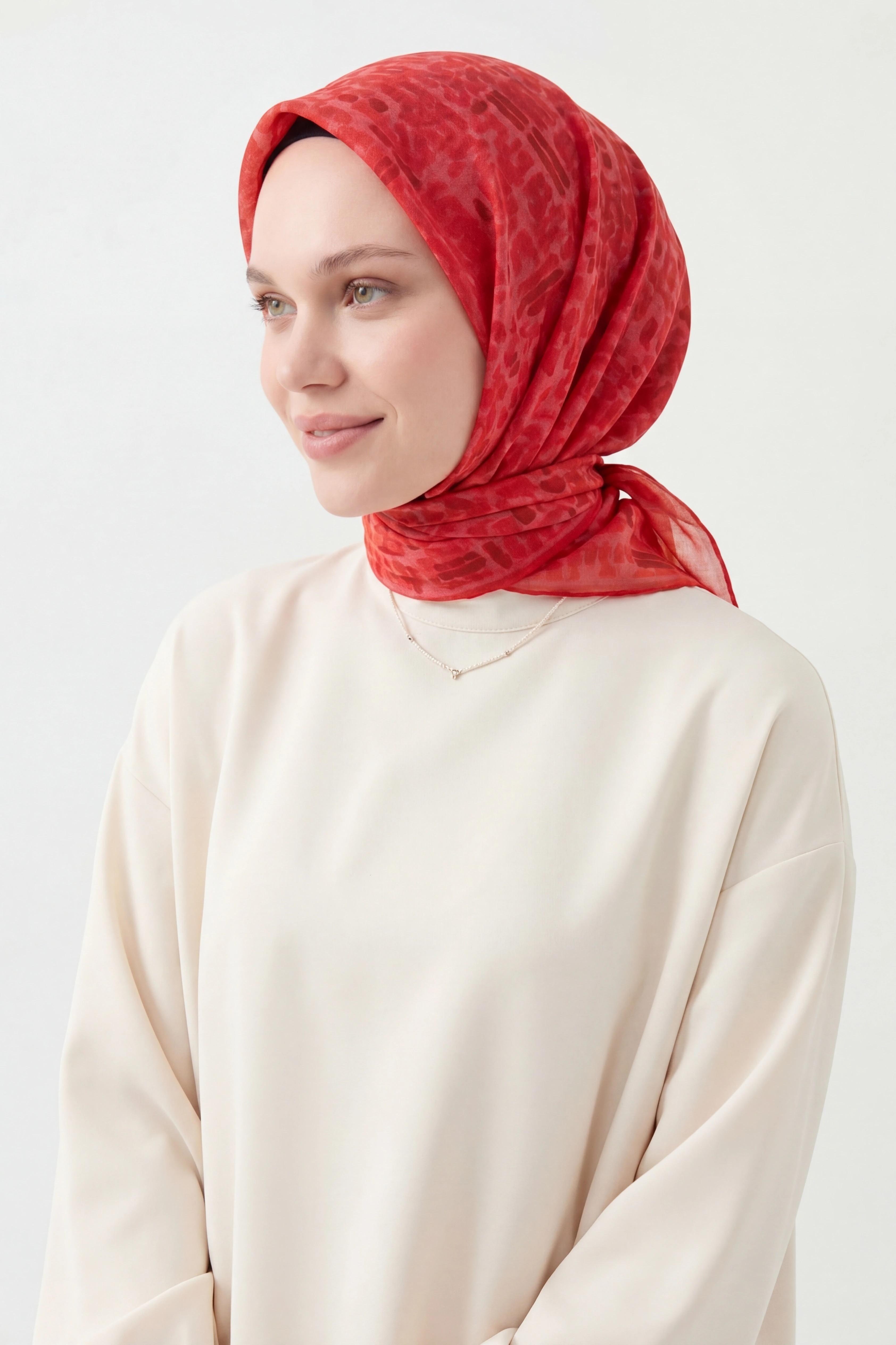 Soft Eşarp Soyut Fuşya