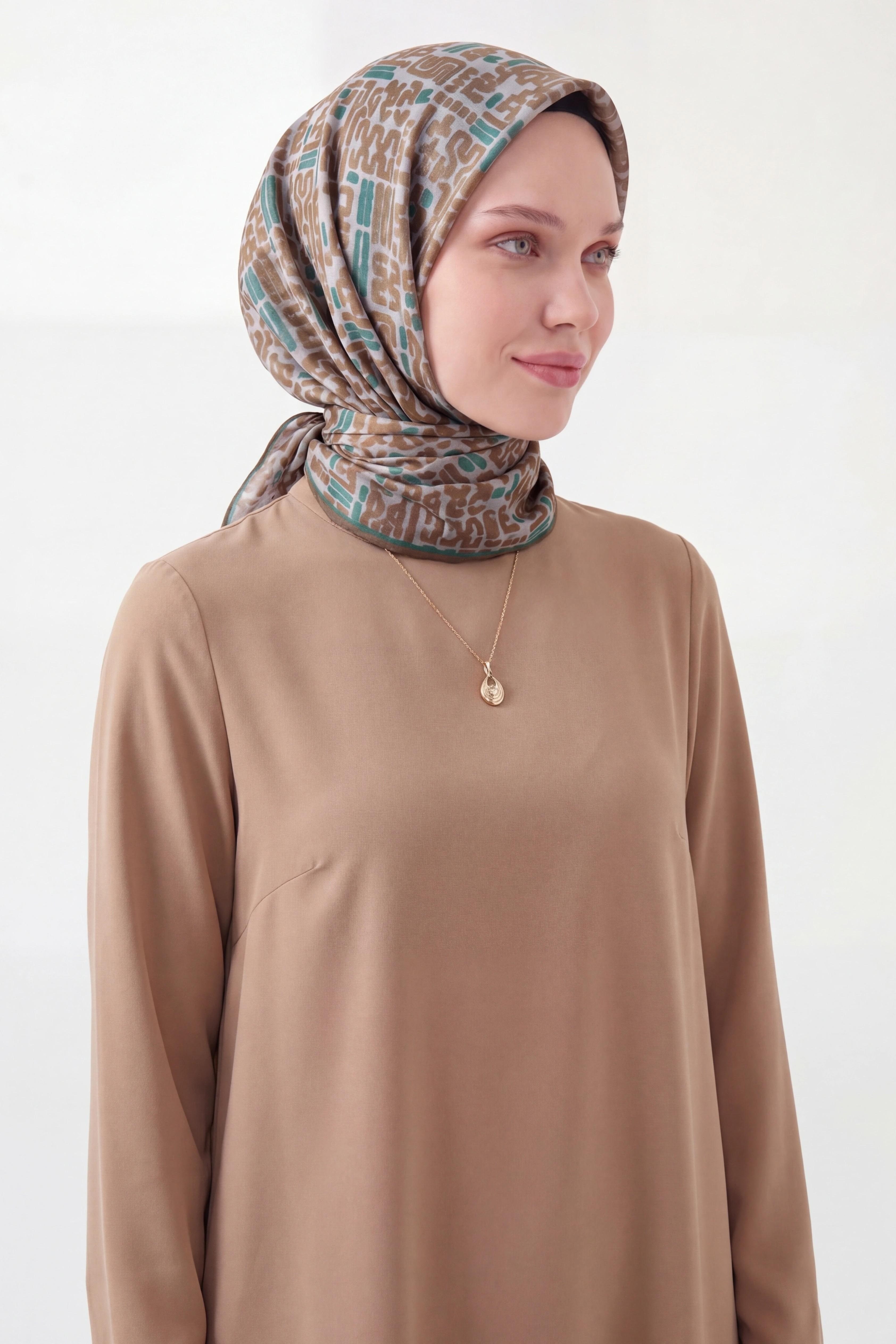 Soft Eşarp Soyut Kahverengi