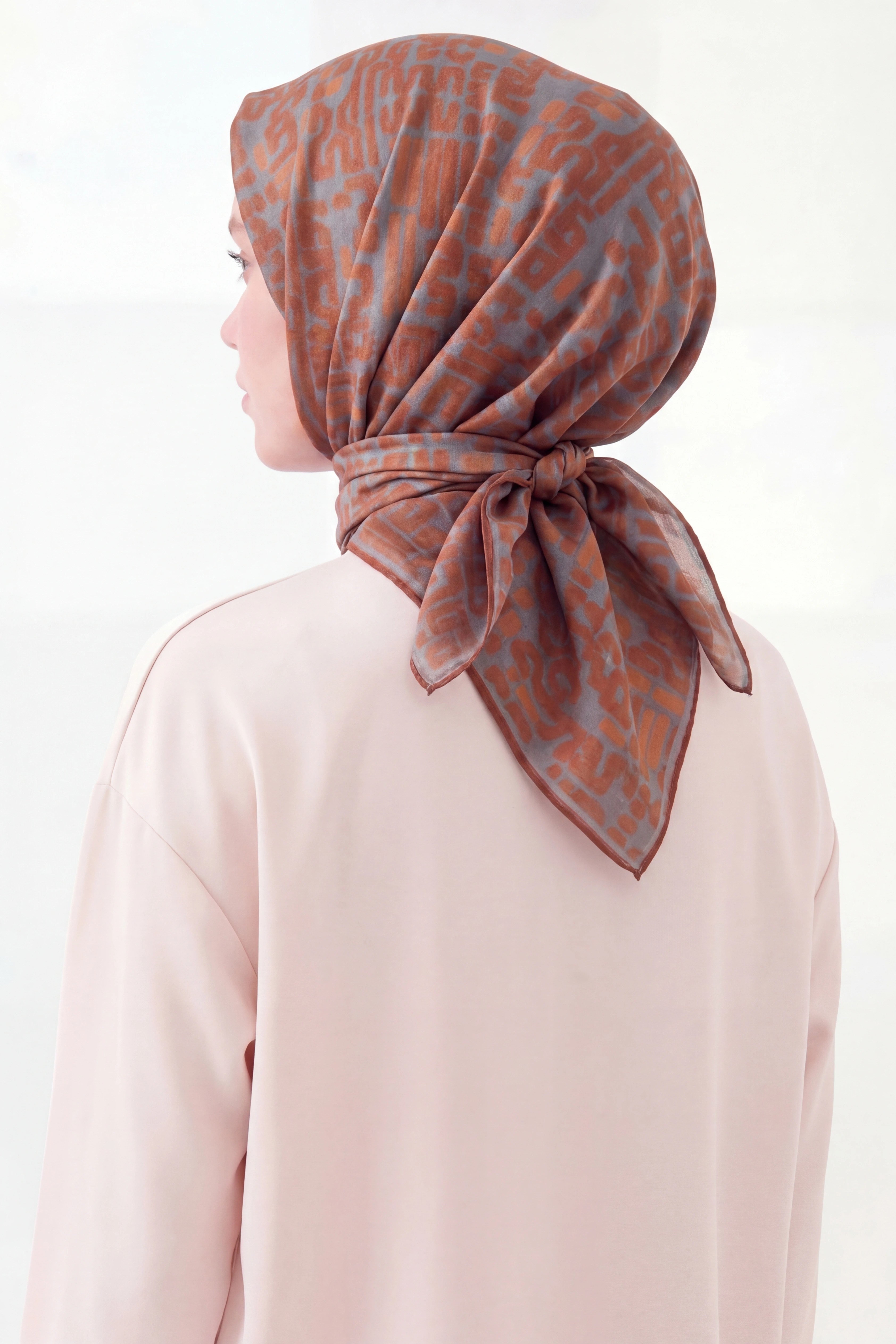 Soft Eşarp Soyut Koyu Turuncu