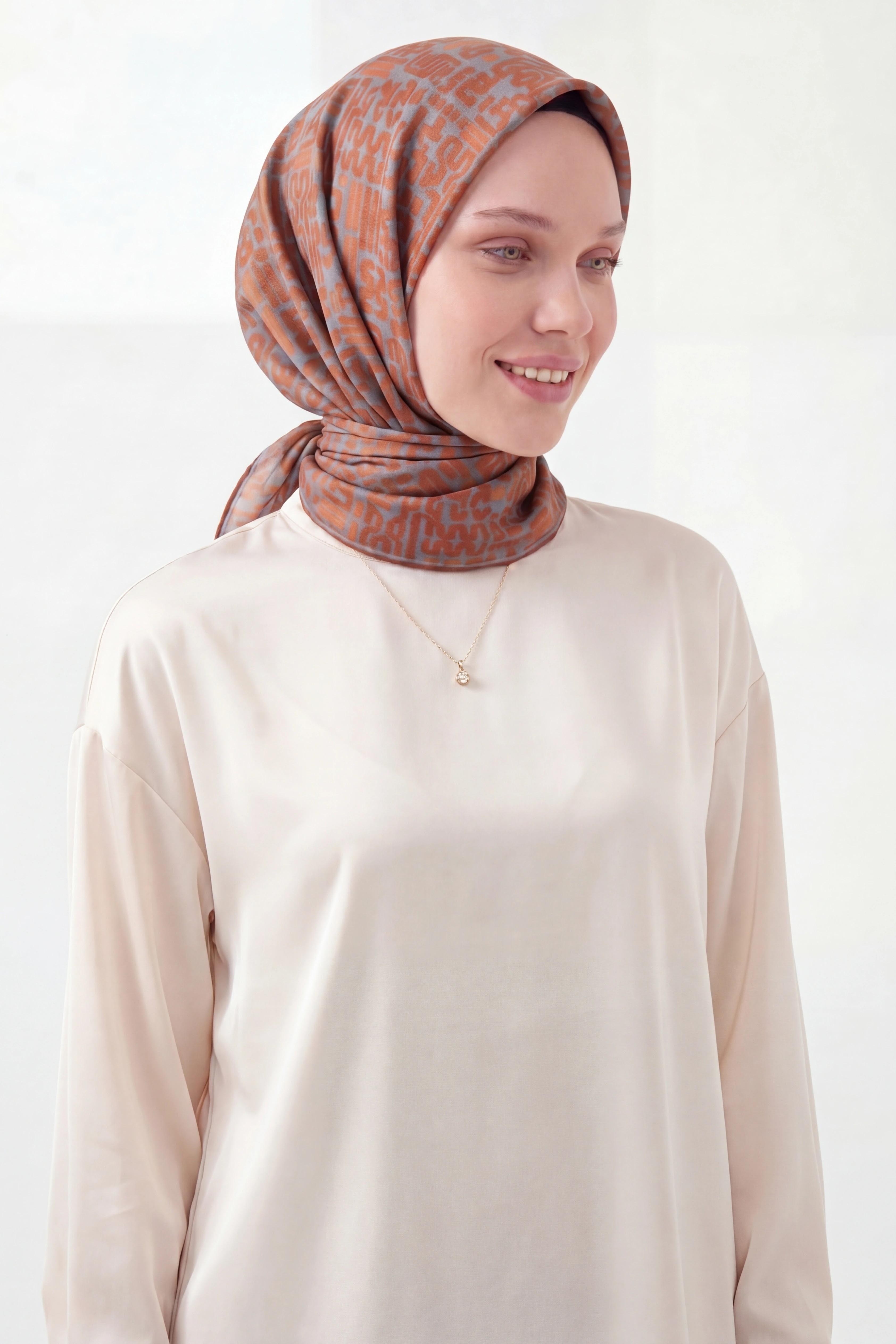 Soft Eşarp Soyut Koyu Turuncu