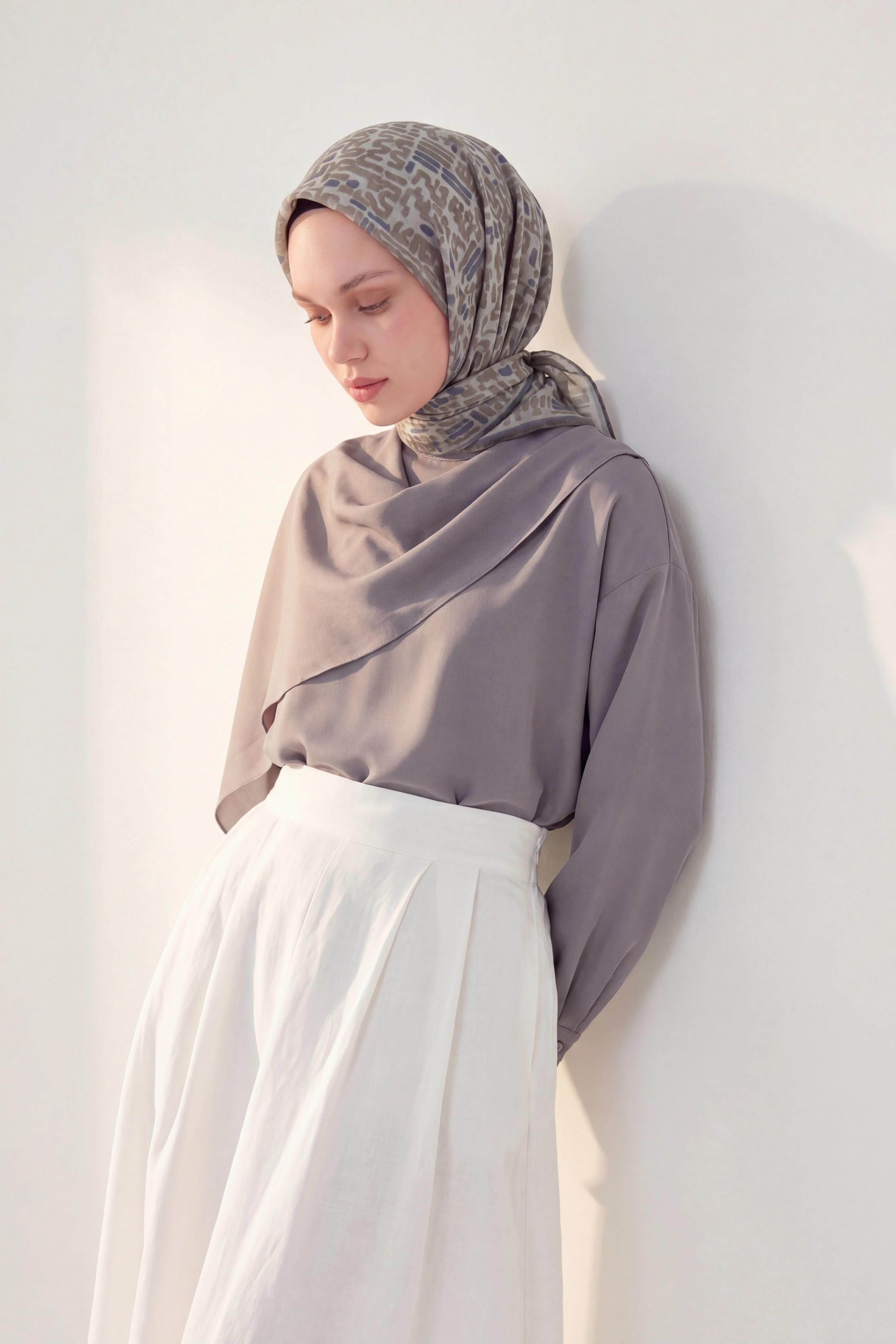 Soft Eşarp Soyut Küf Yeşili