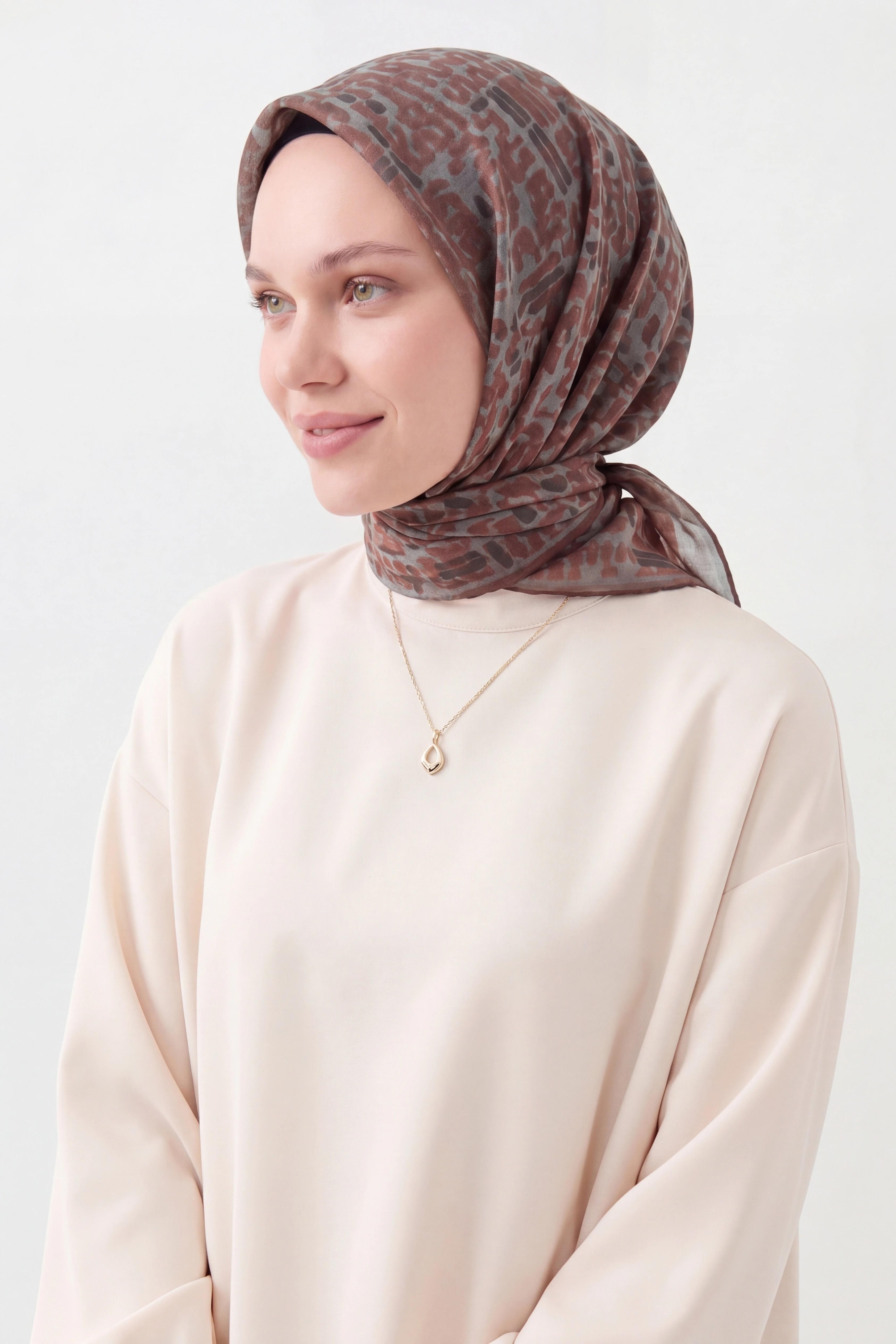 Soft Eşarp Soyut Mocha Mousse