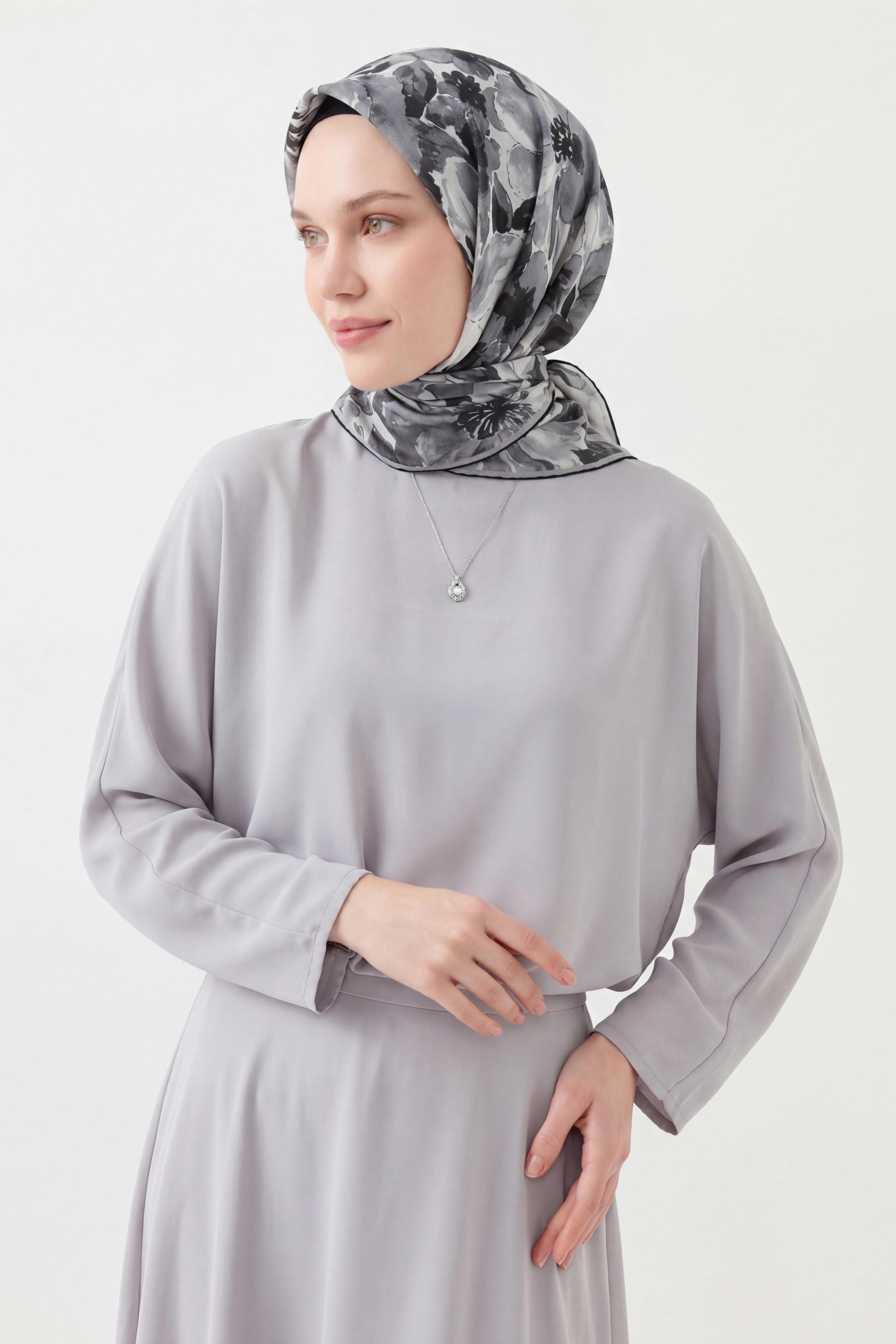 Soft Eşarp Suluboya Gri 90x90
