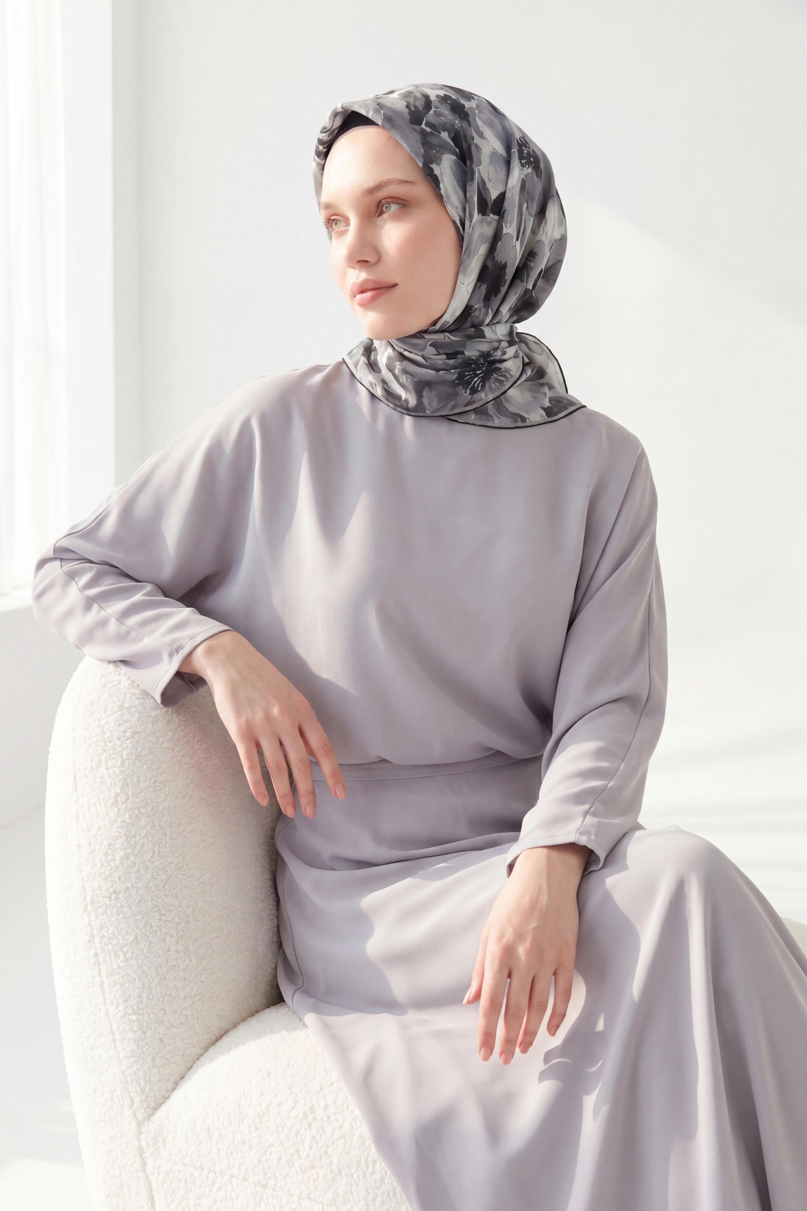 Soft Eşarp Suluboya Gri 90x90