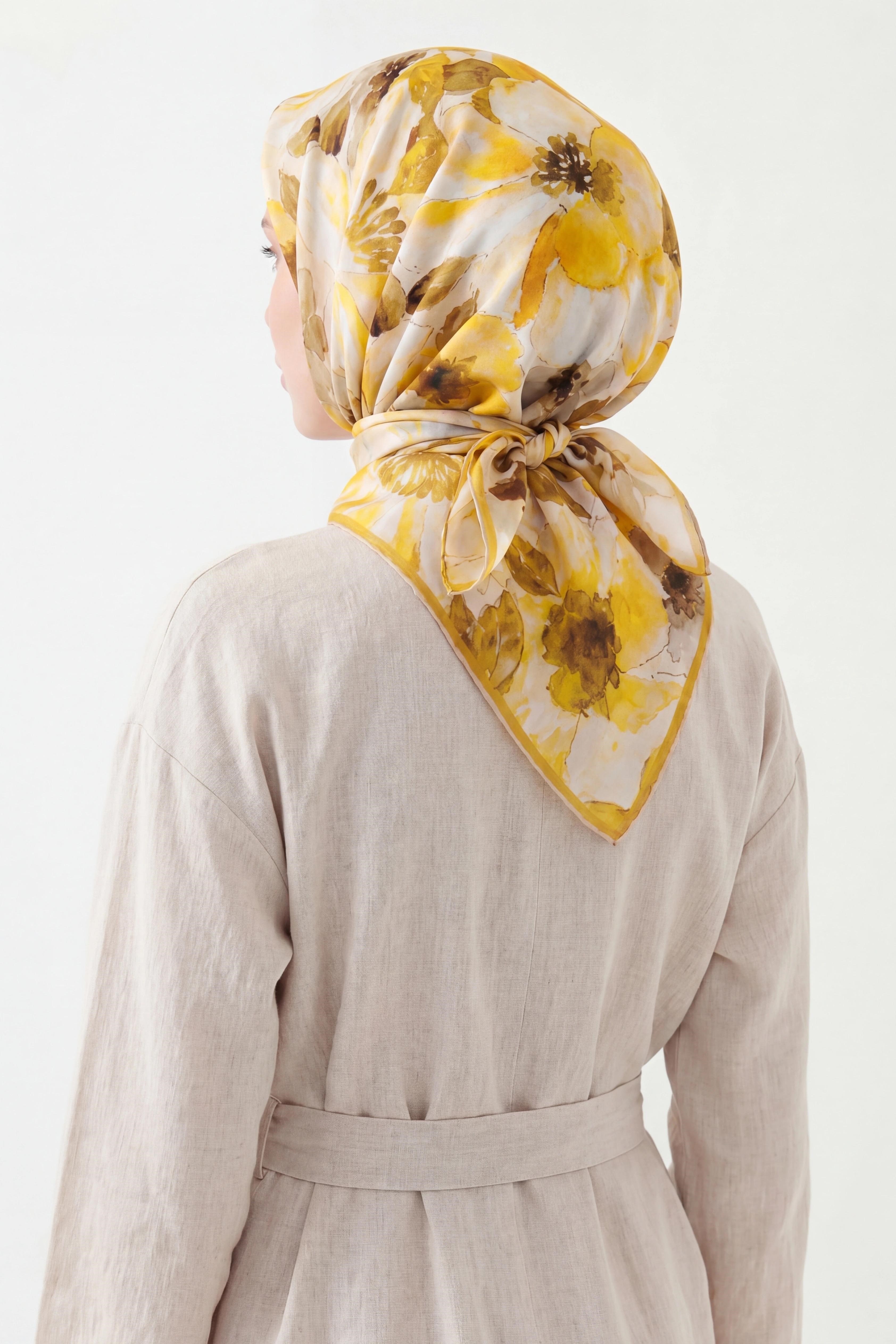Soft Eşarp Suluboya Hardal 90x90