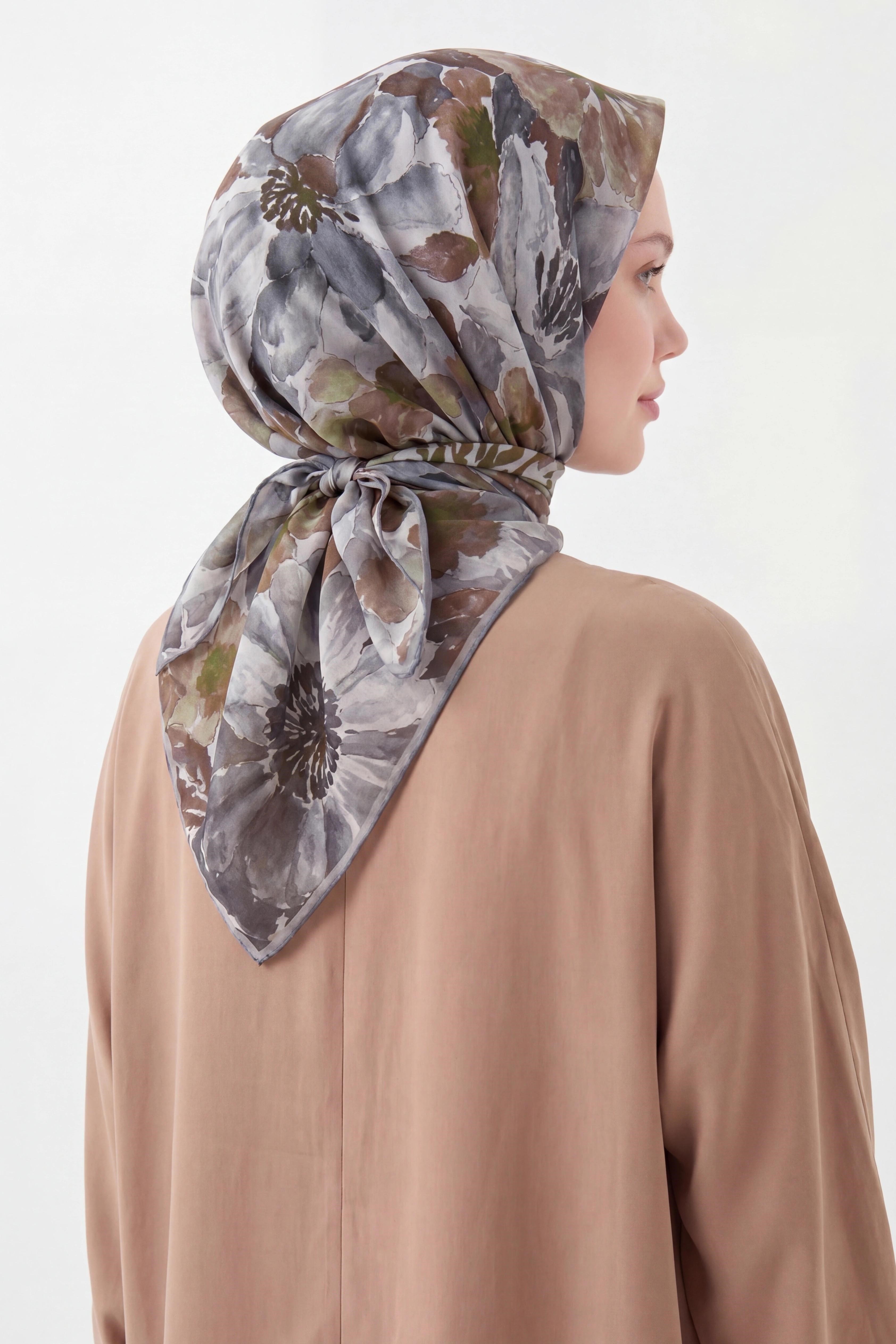 Soft Eşarp Suluboya Koyu Gri 90x90