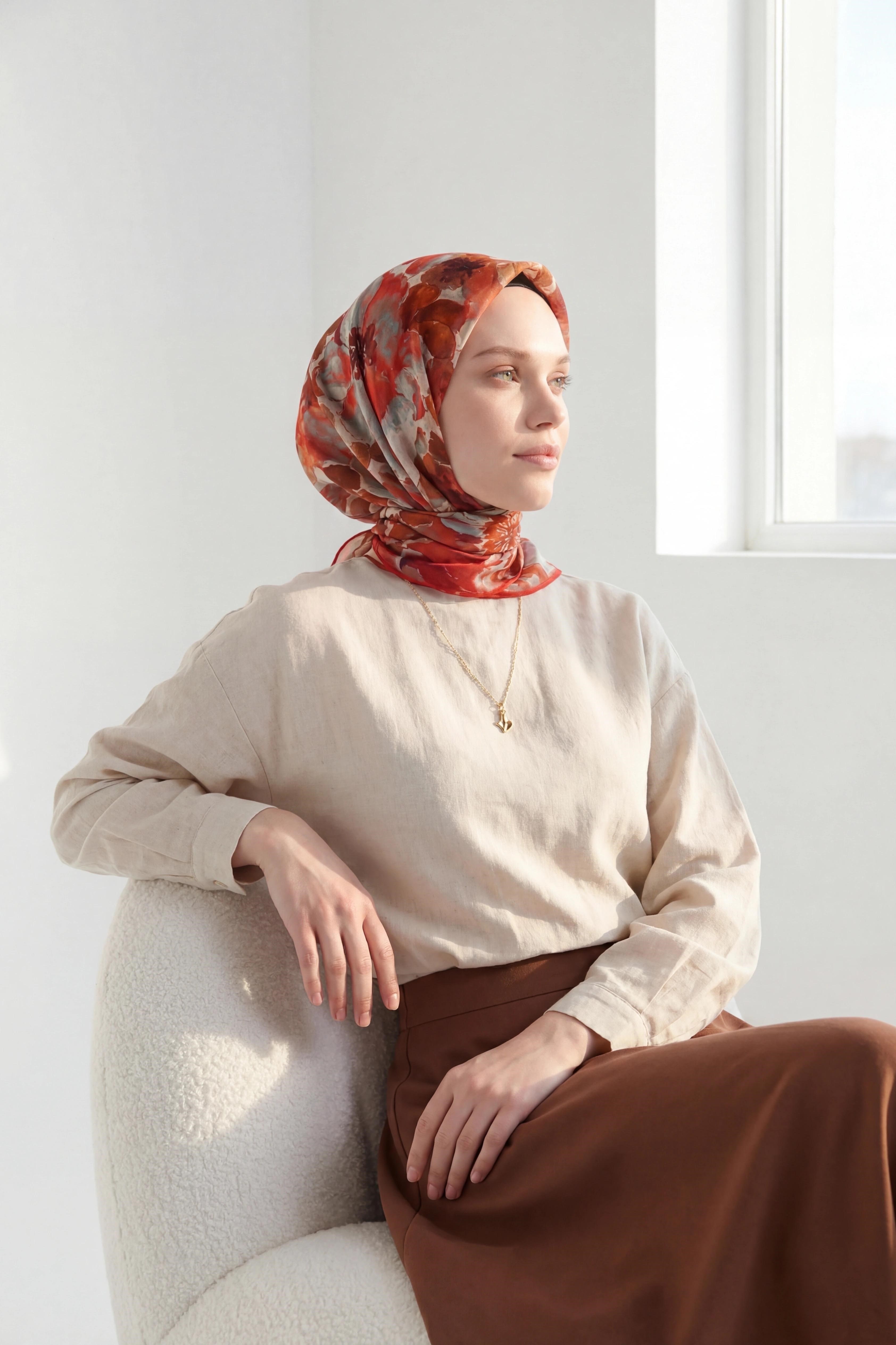 Soft Eşarp Suluboya Parlak Kırmızı 90x90