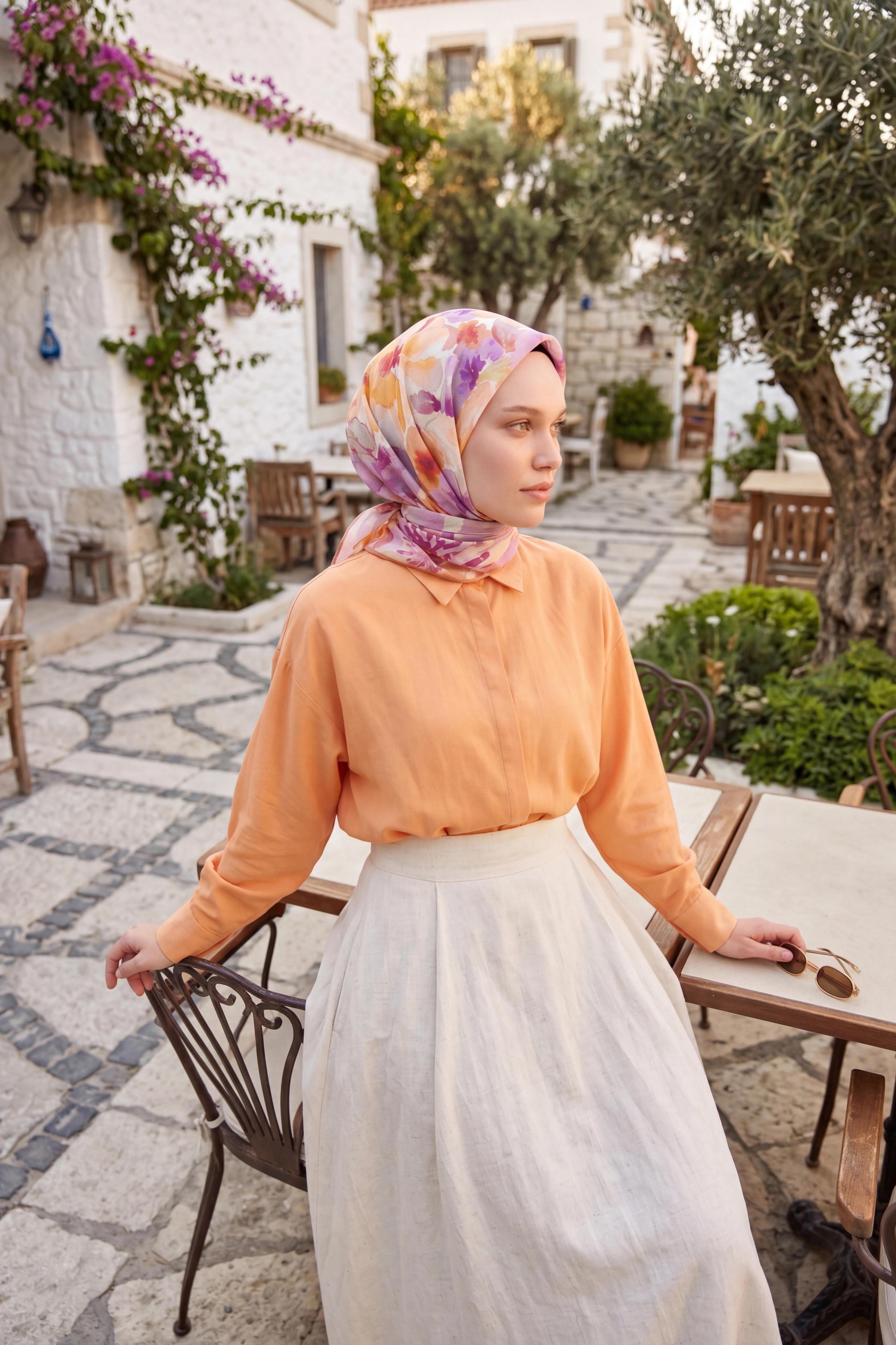 Soft Eşarp Suluboya Yavruağzı 90x90