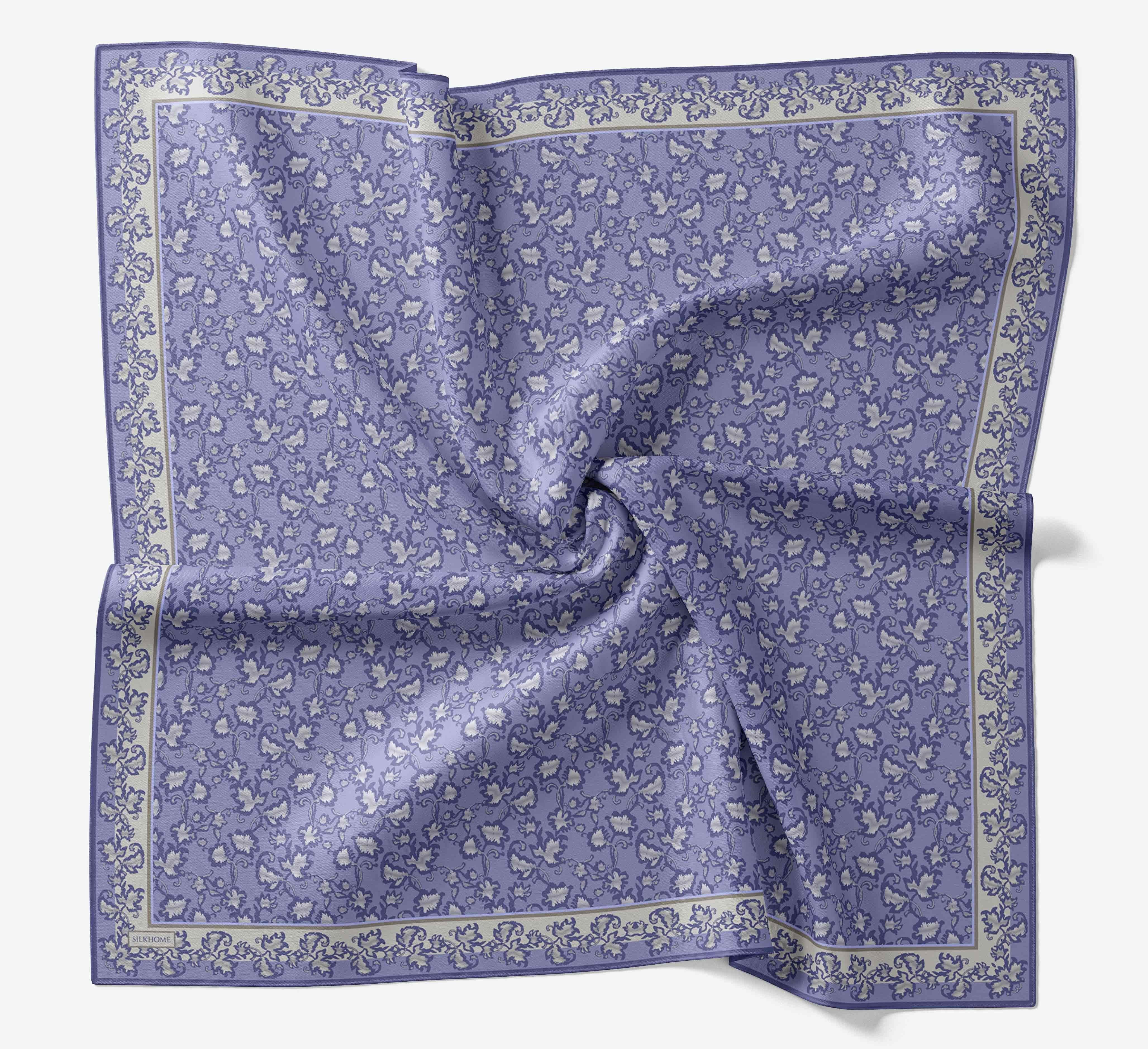 Soft Eşarp Yaprak Desen Gök Mavi 90x90