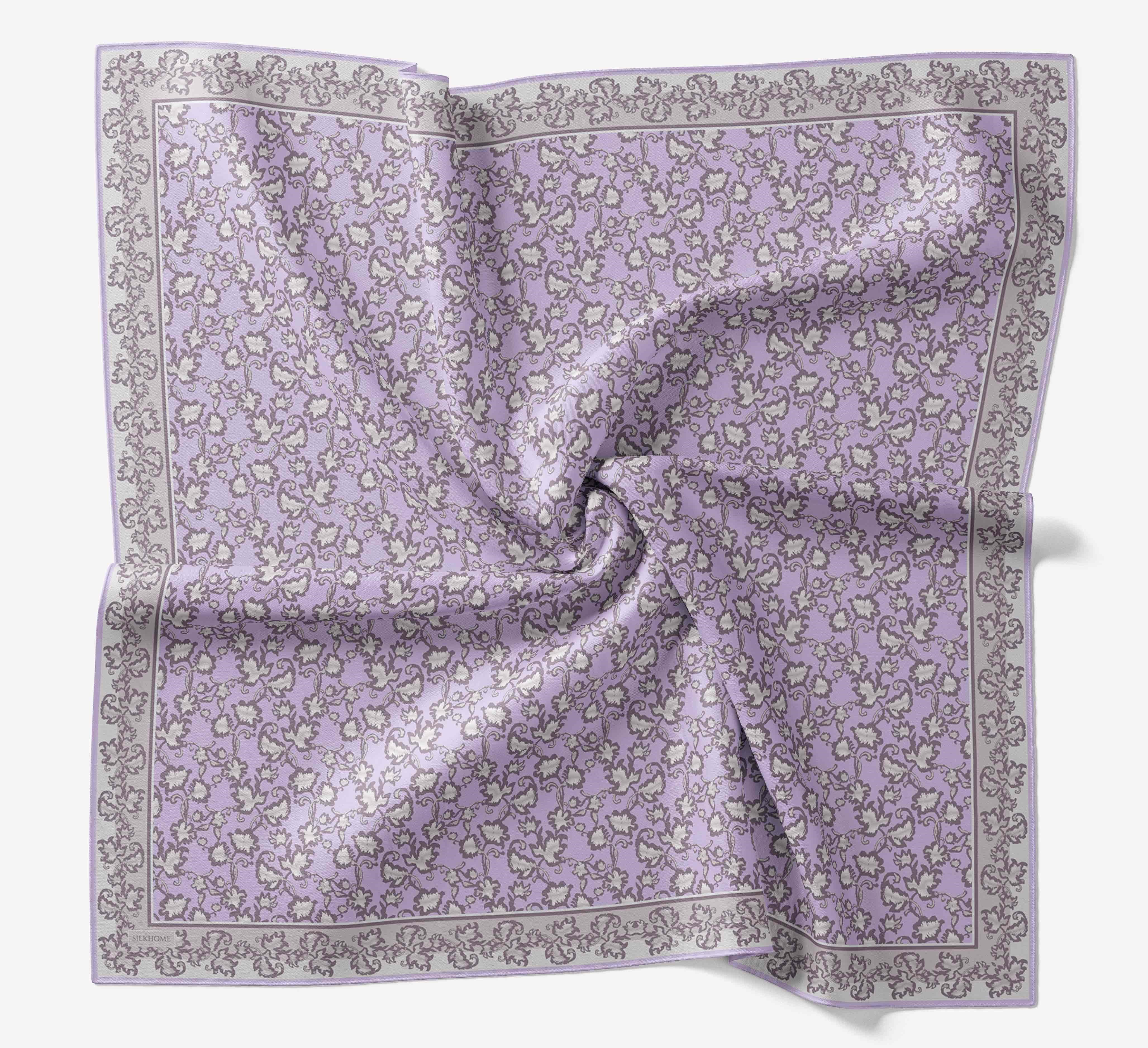 Soft Eşarp Yaprak Desen Lila 90x90