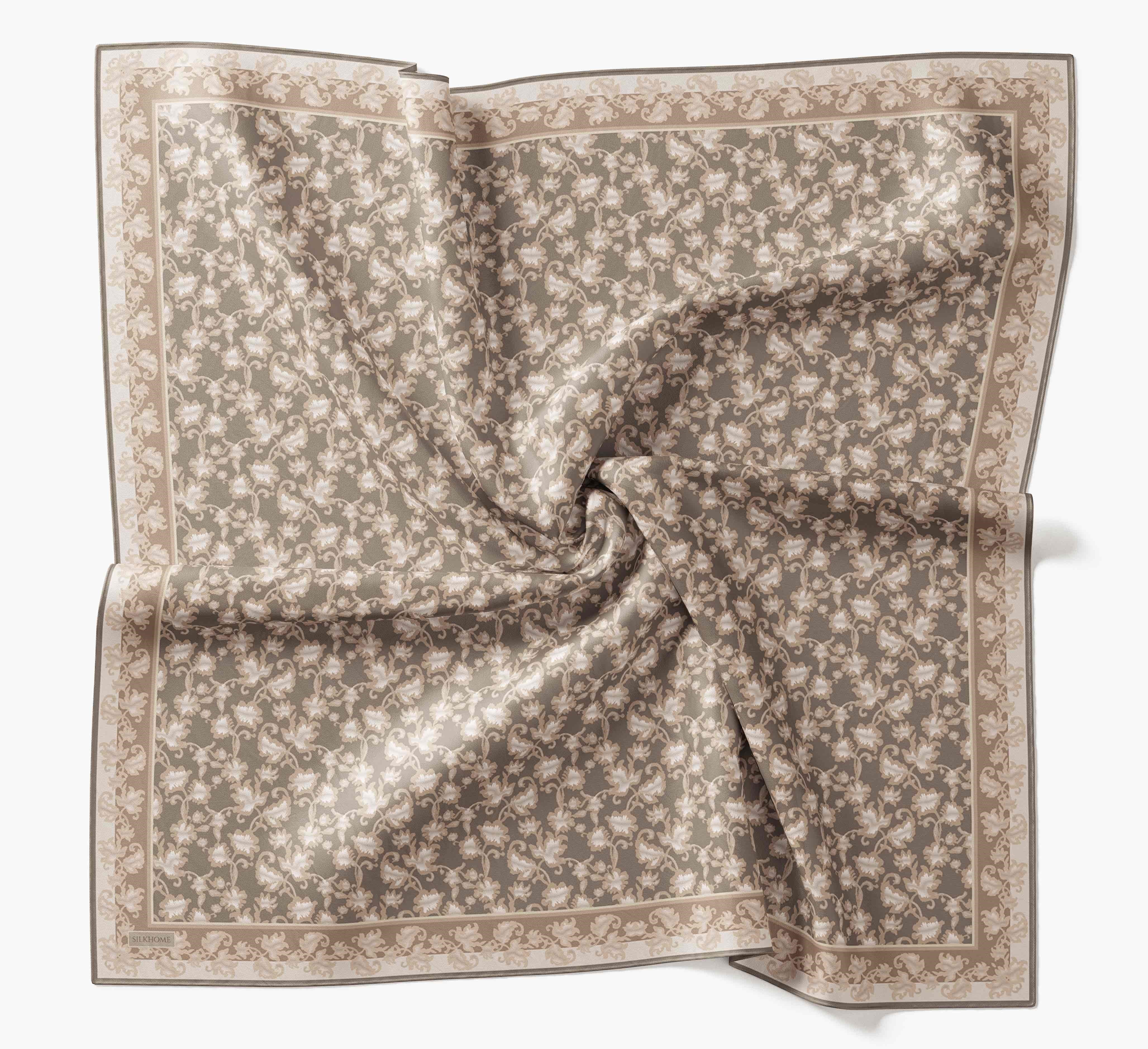 Soft Eşarp Yaprak Desen Mocha Mousse 90x90