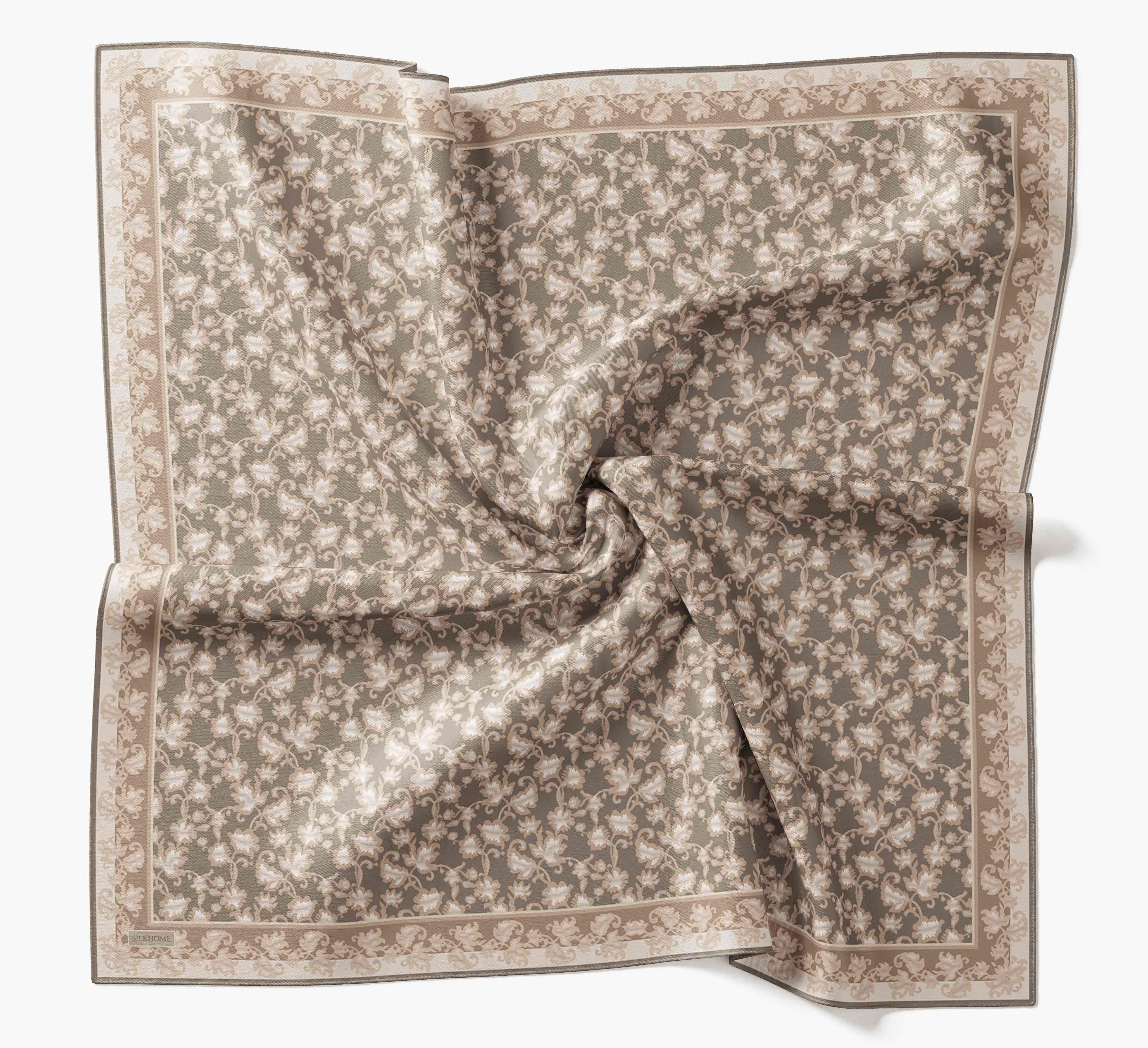 Soft Eşarp Yaprak Desen Mocha Mousse 90x90