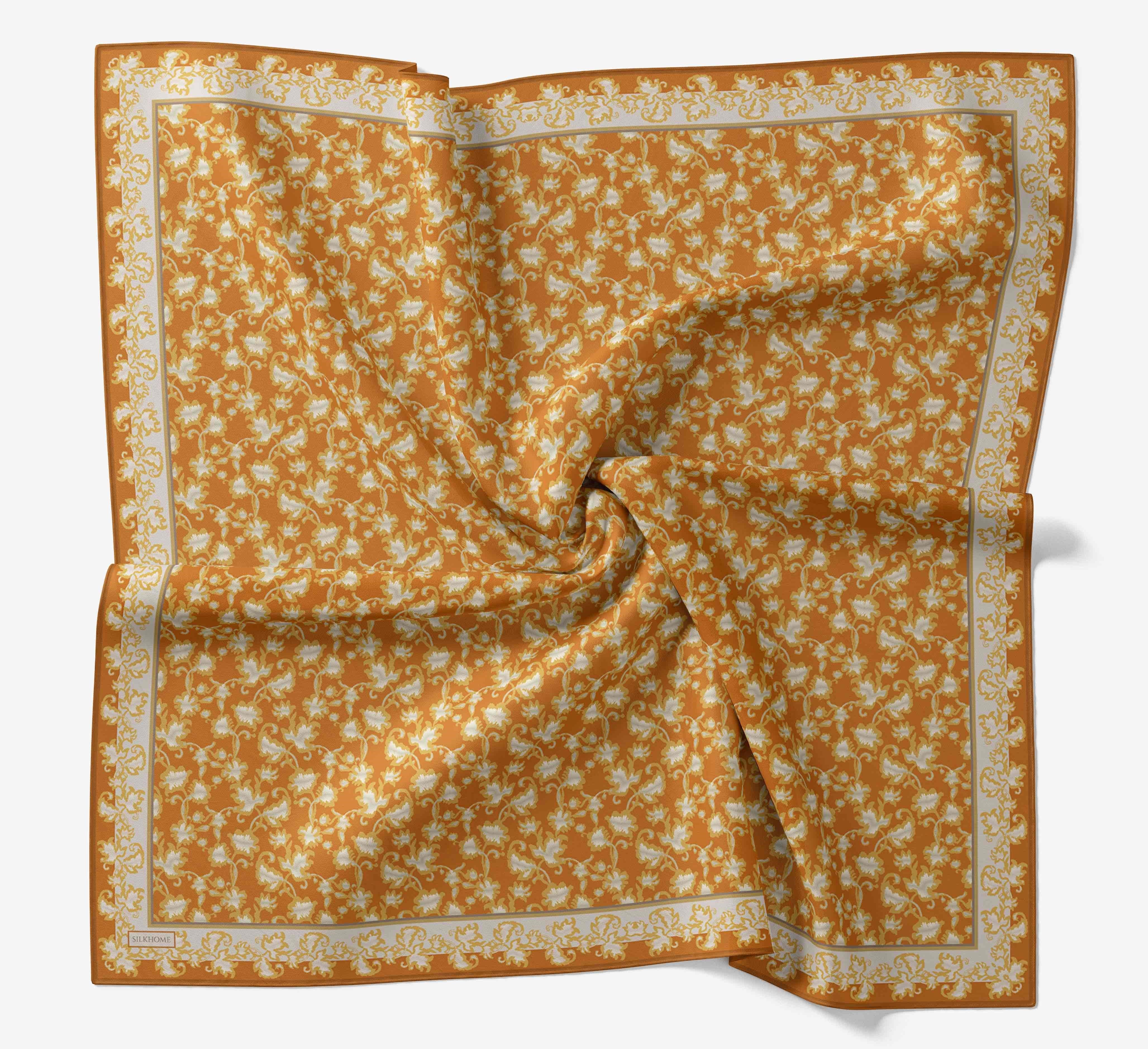 Soft Eşarp Yaprak Desen Turuncu 90x90