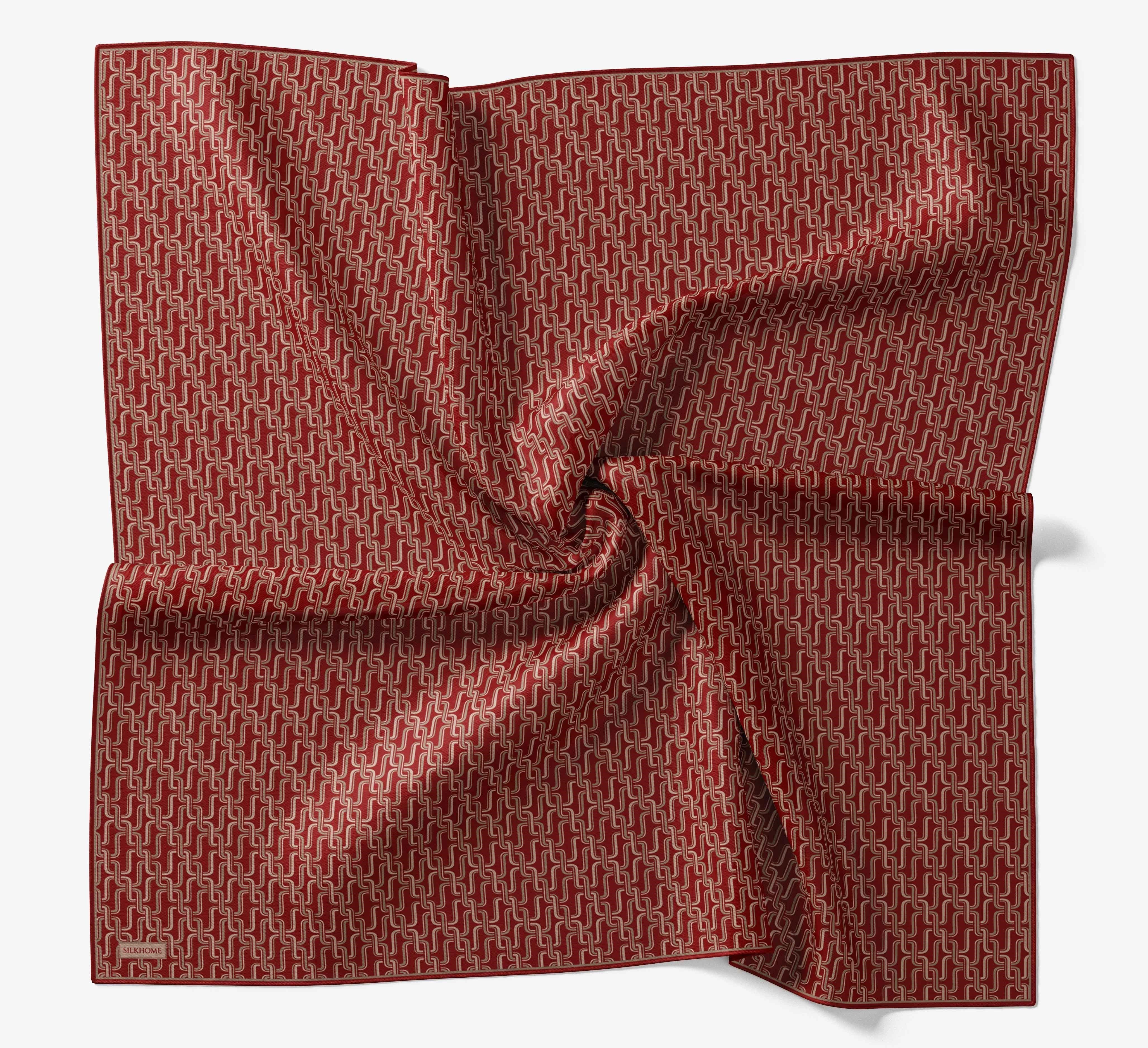 Soft Eşarp Zincir Desen Kırmızı 90x90