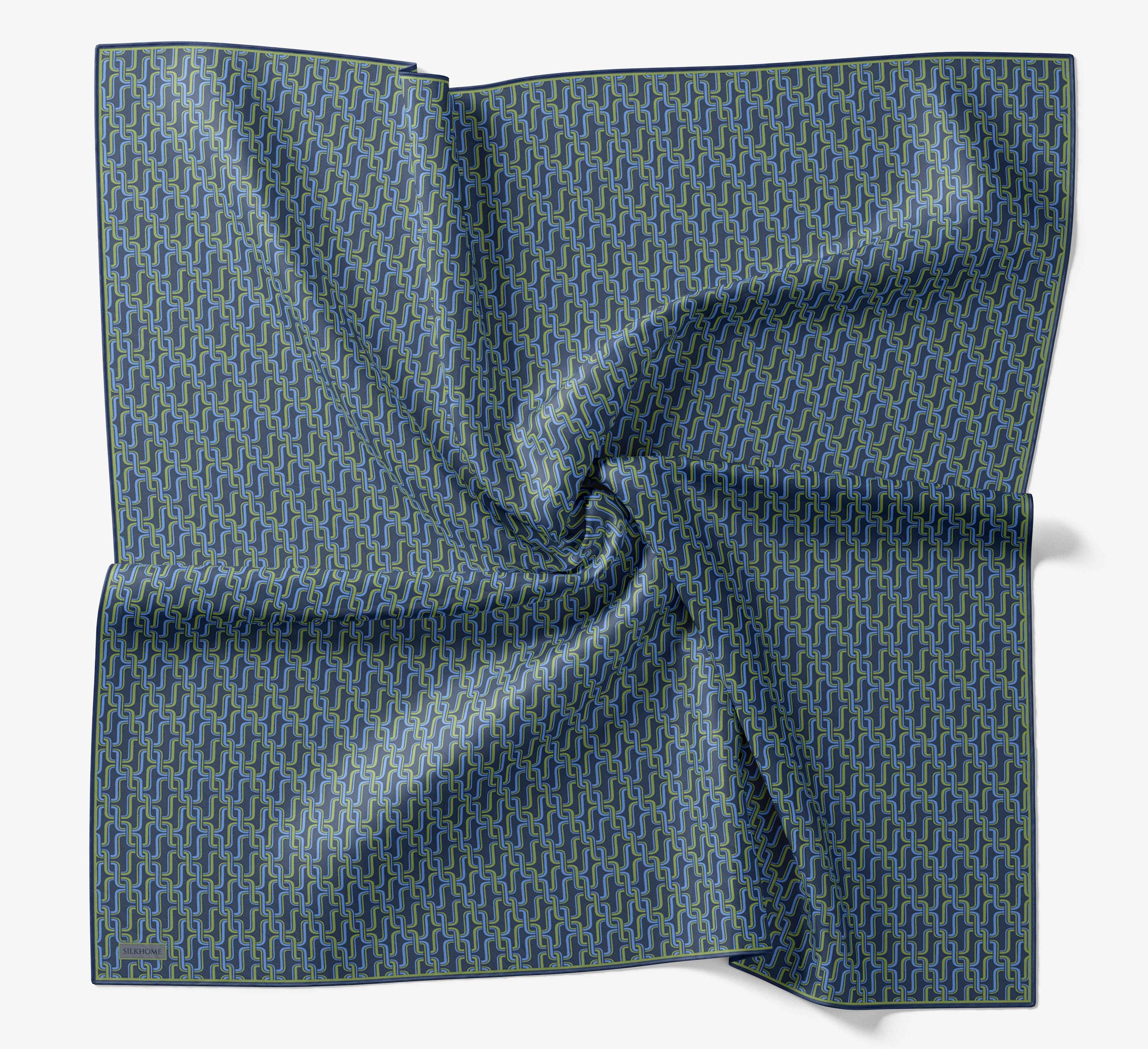 Soft Eşarp Zincir Desen Mavi 90x90